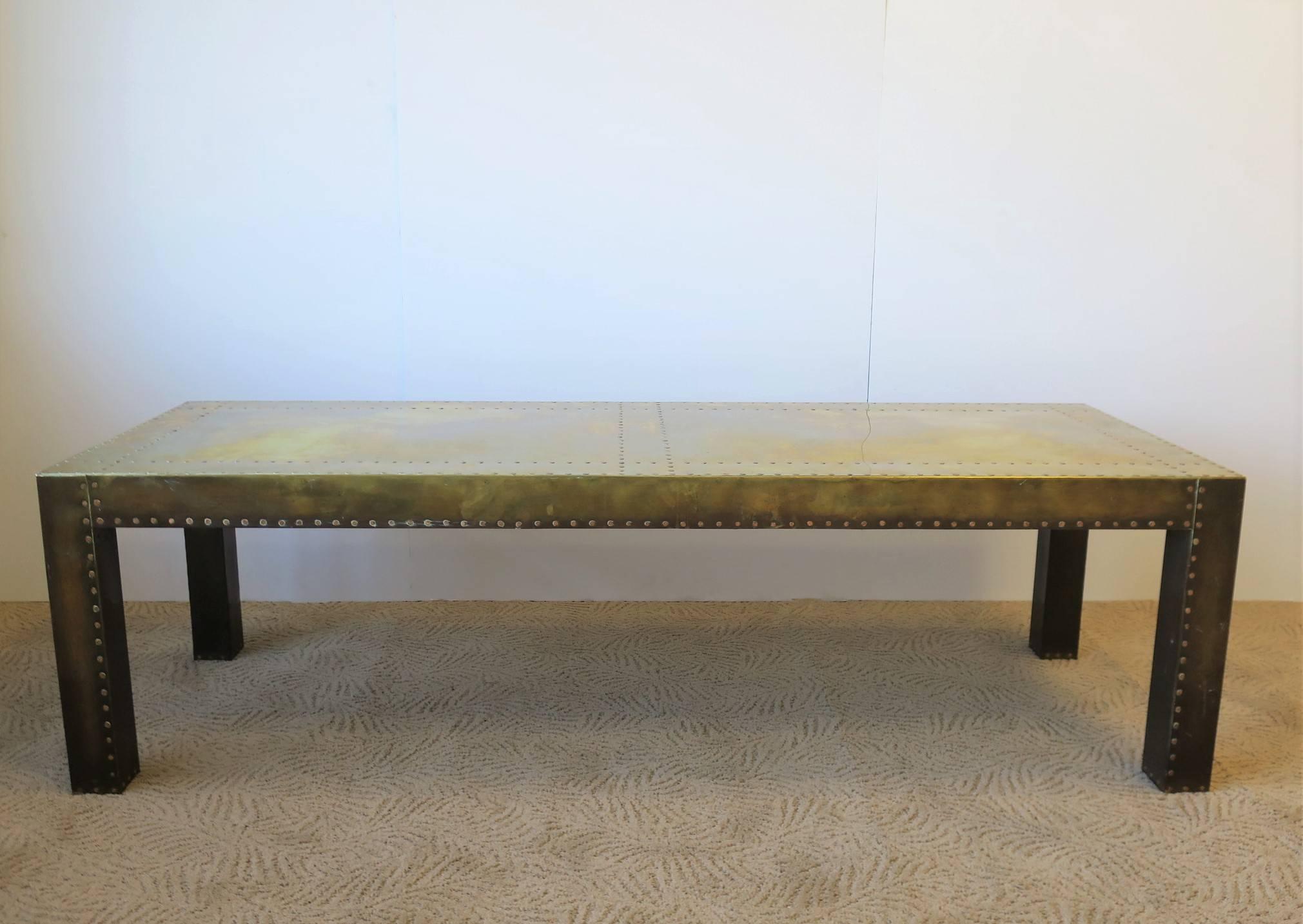 Late 20th Century Brass Rectangular Coffee or Cocktail Table