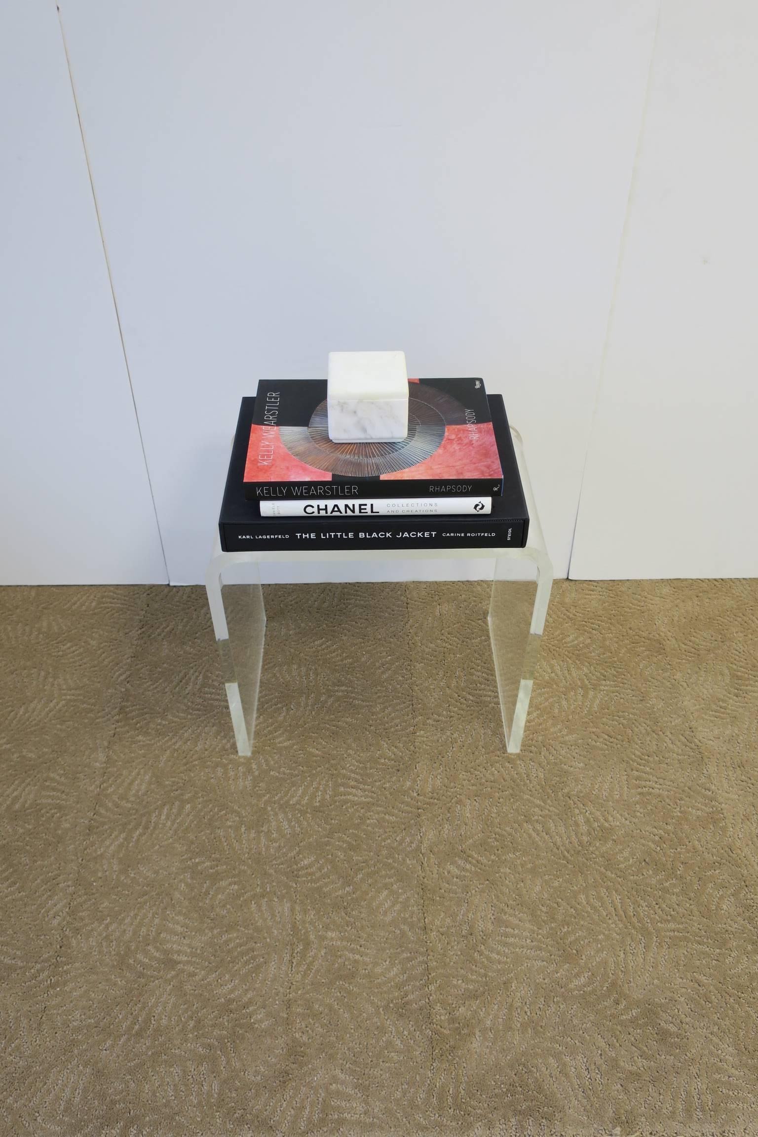 Modern Waterfall Lucite Bench or Side Table 4