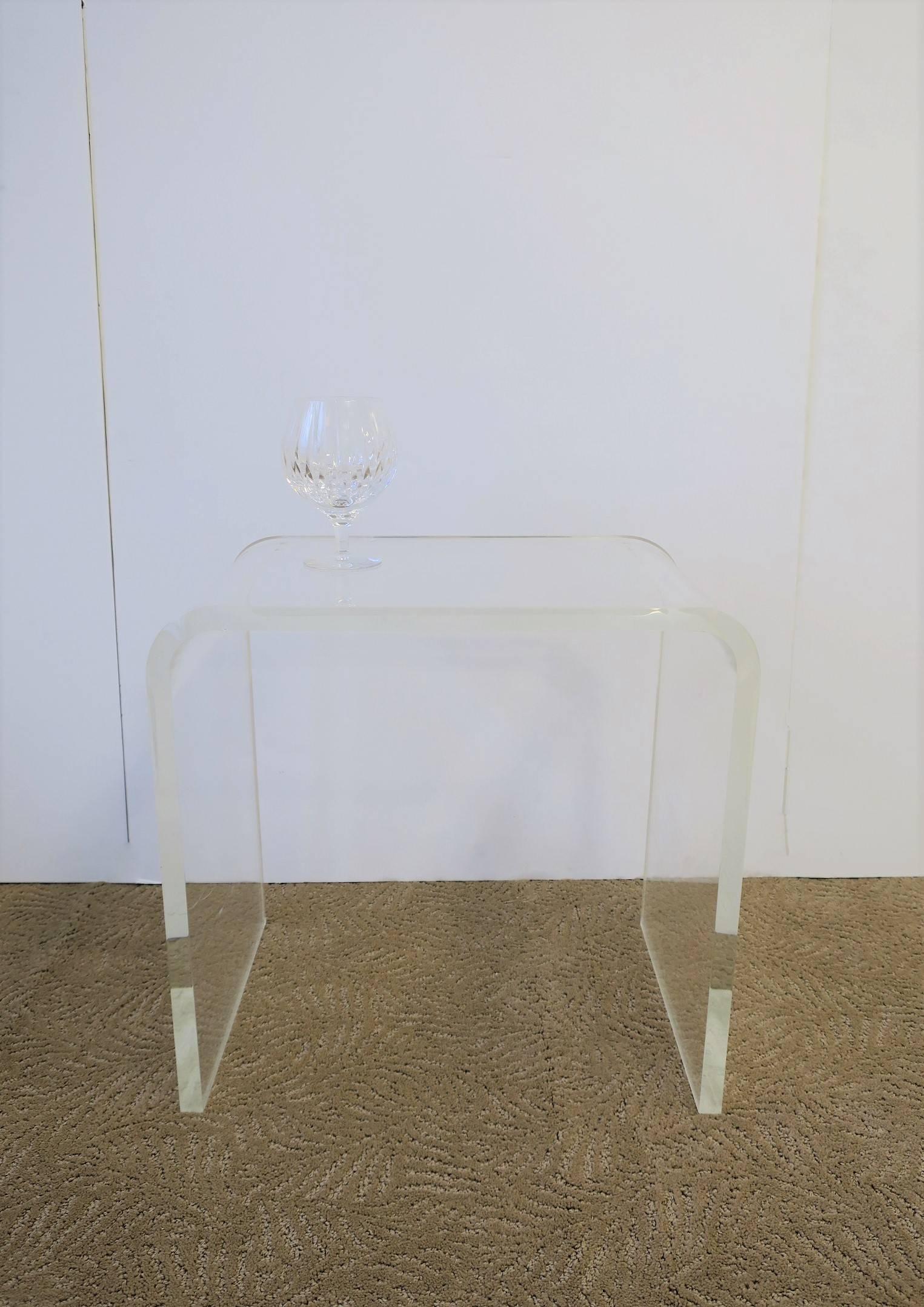 20th Century Modern Waterfall Lucite Bench or Side Table