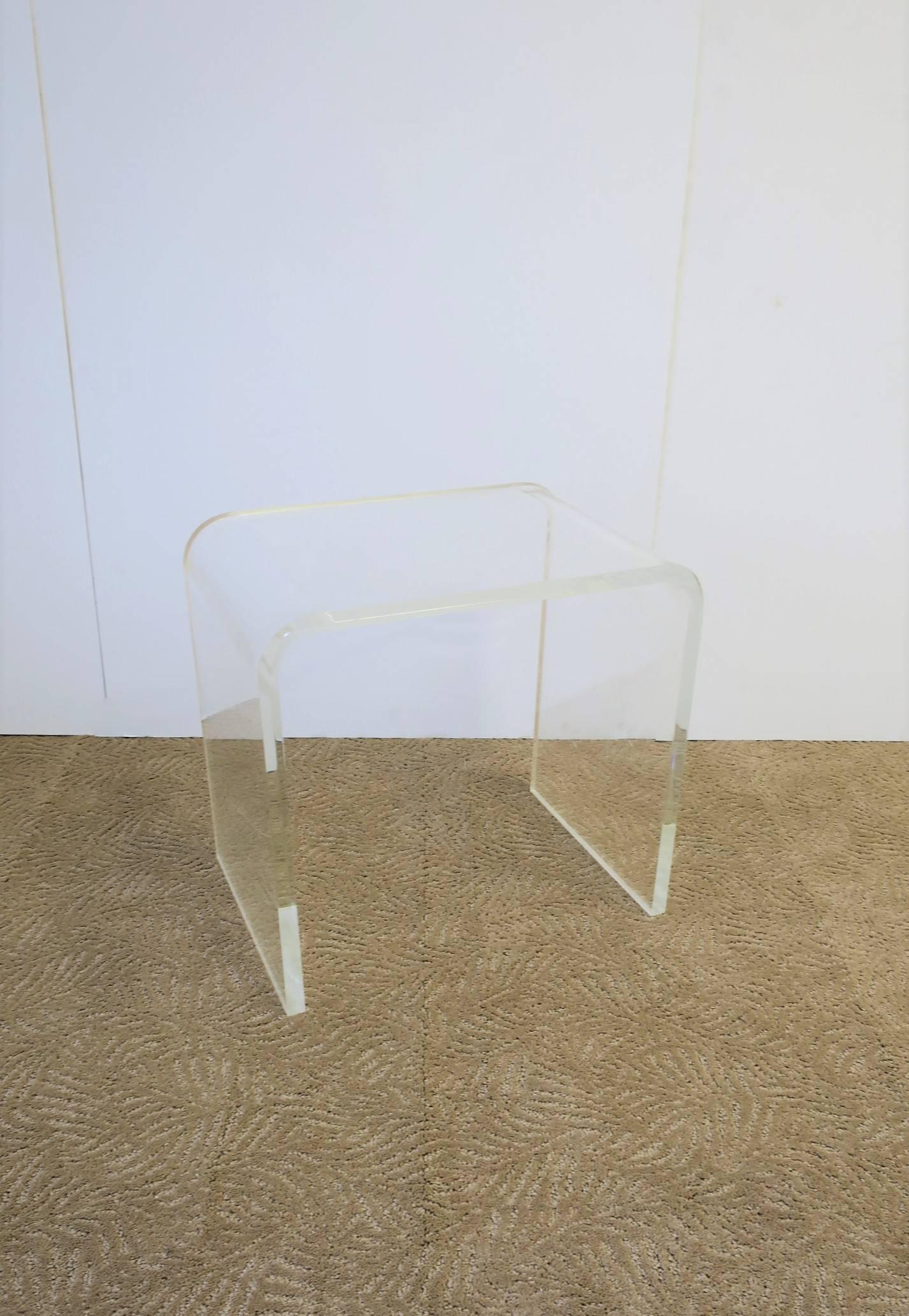 Modern Waterfall Lucite Bench or Side Table 1