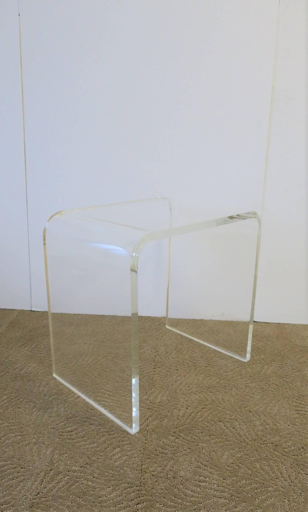 Modern Waterfall Lucite Bench or Side Table 2