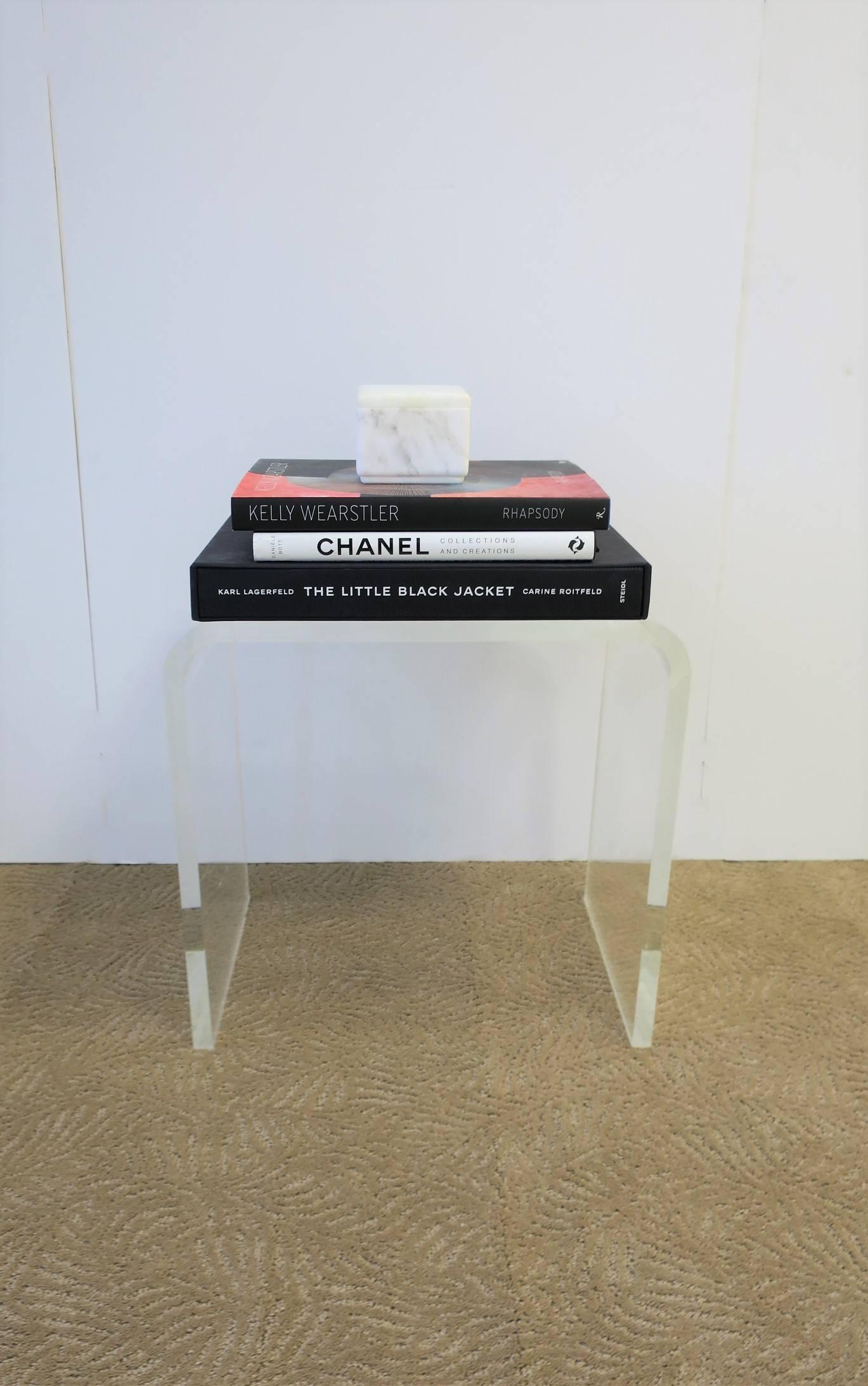 Modern Waterfall Lucite Bench or Side Table 3