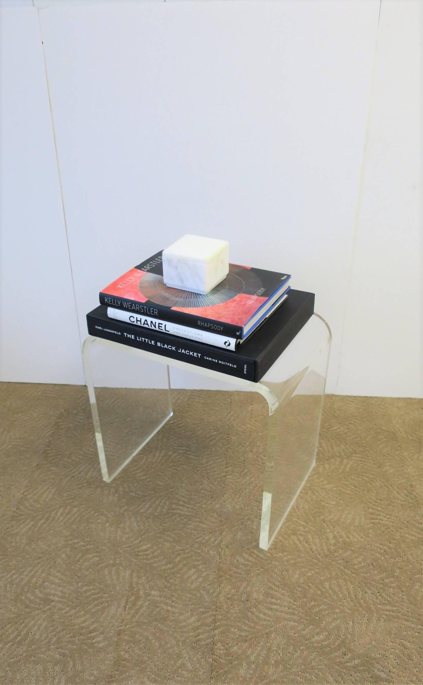 Modern Waterfall Lucite Bench or Side Table 5