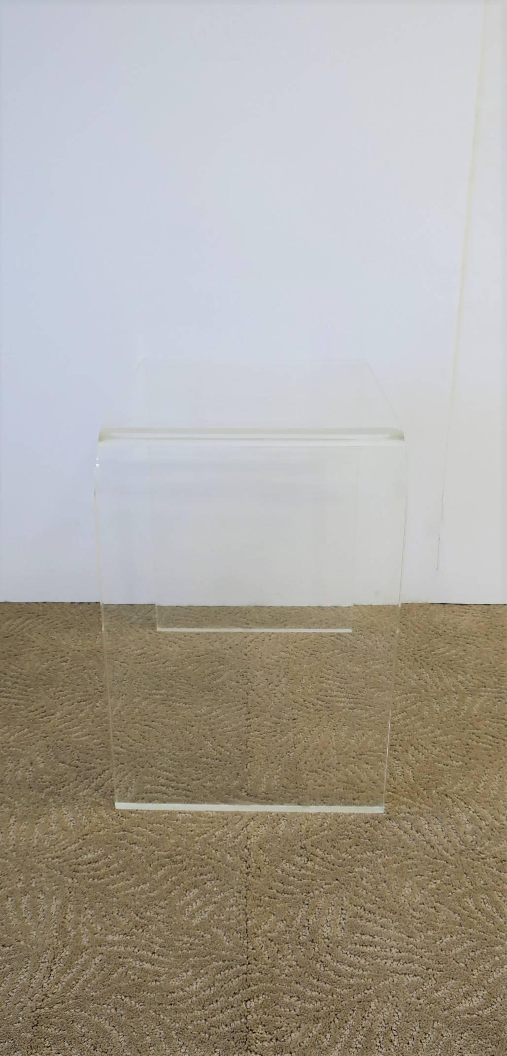 Modern Waterfall Lucite Bench or Side Table 6
