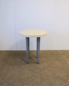 Postmodern Round Side Table Stone Leather