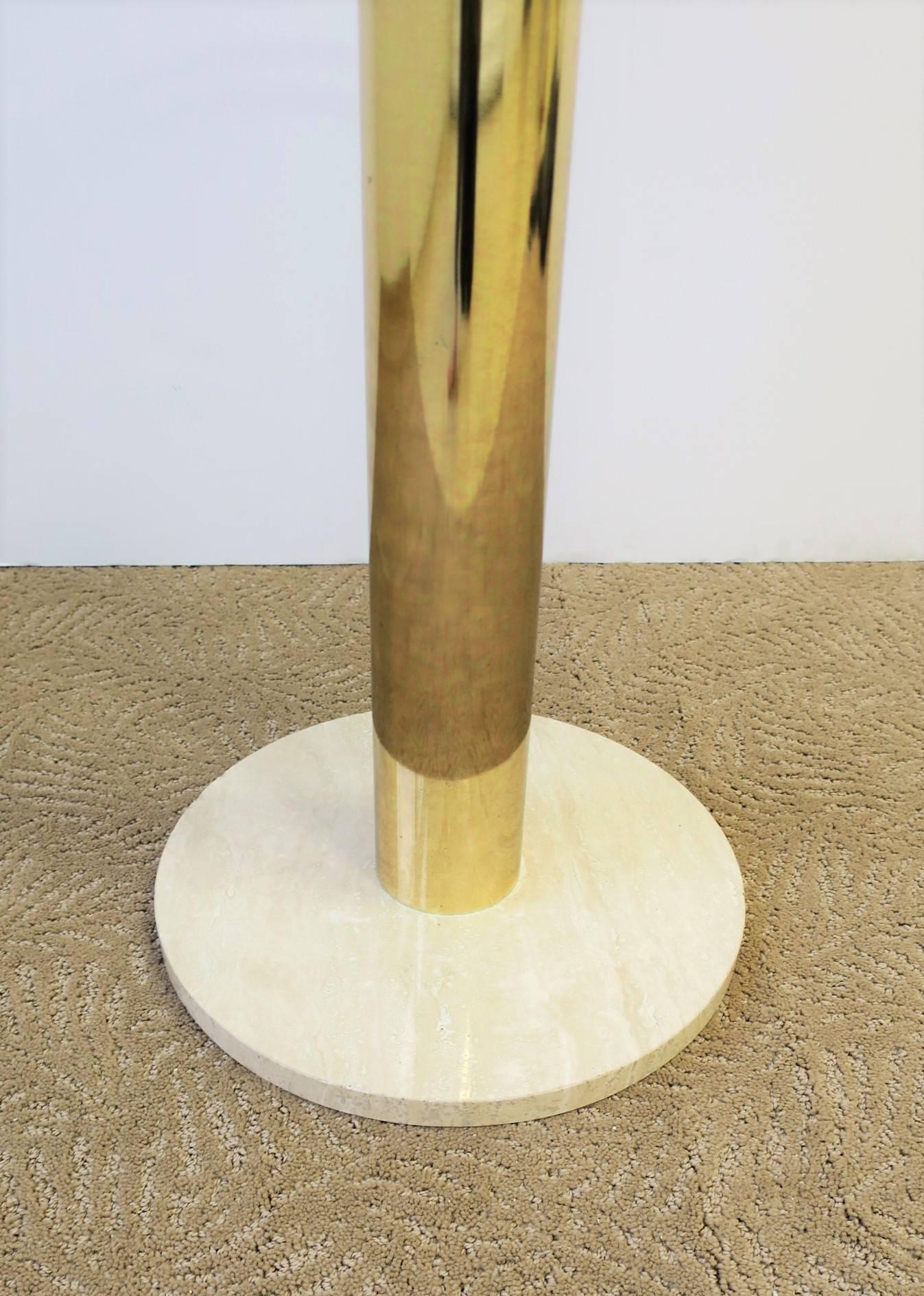 Modern Italian Round Brass, Glass and Marble Side Table by Pace, circa 1970s 2