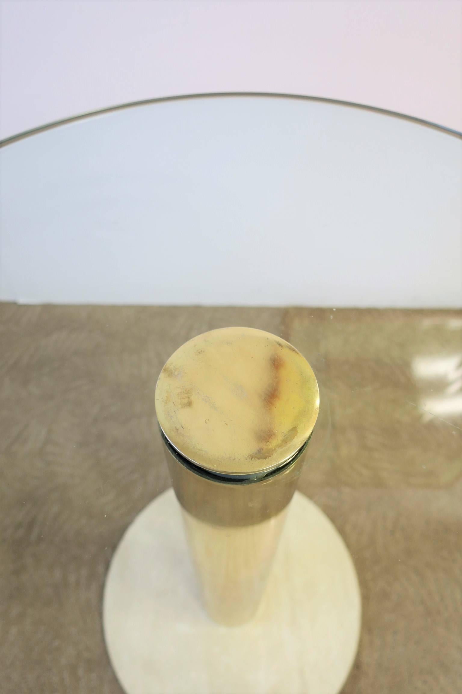 Modern Italian Round Brass, Glass and Marble Side Table by Pace, circa 1970s 4