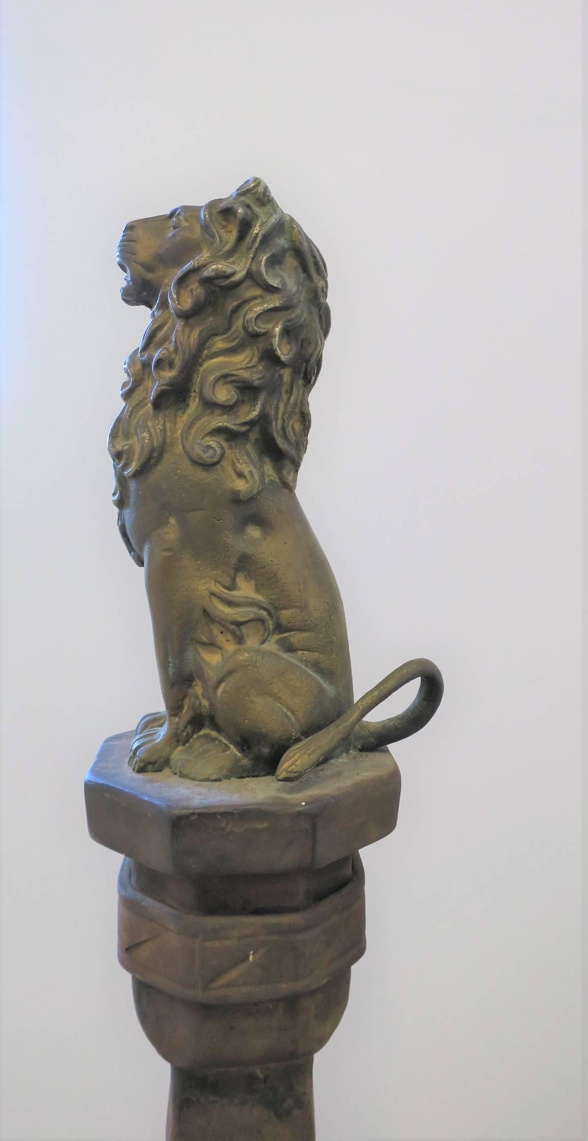 Fireplace Andirons with Brass Lion Sculpture, Pair 11
