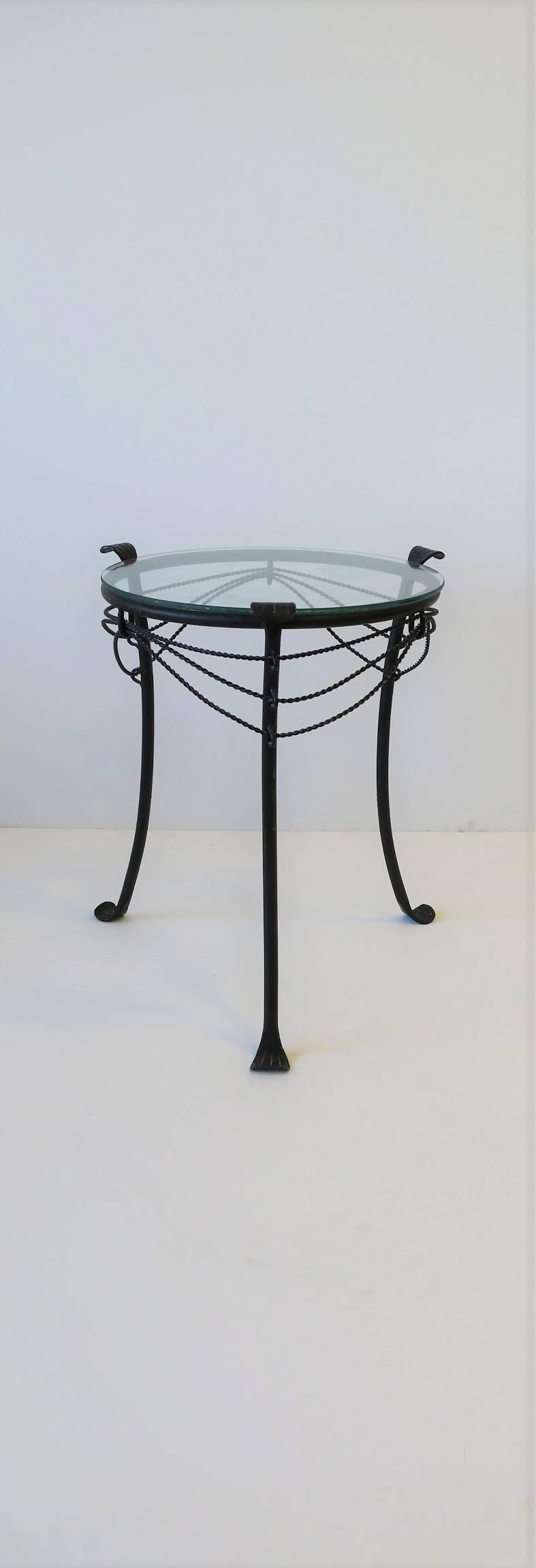 Glass Gueridon Metal Round Side Table