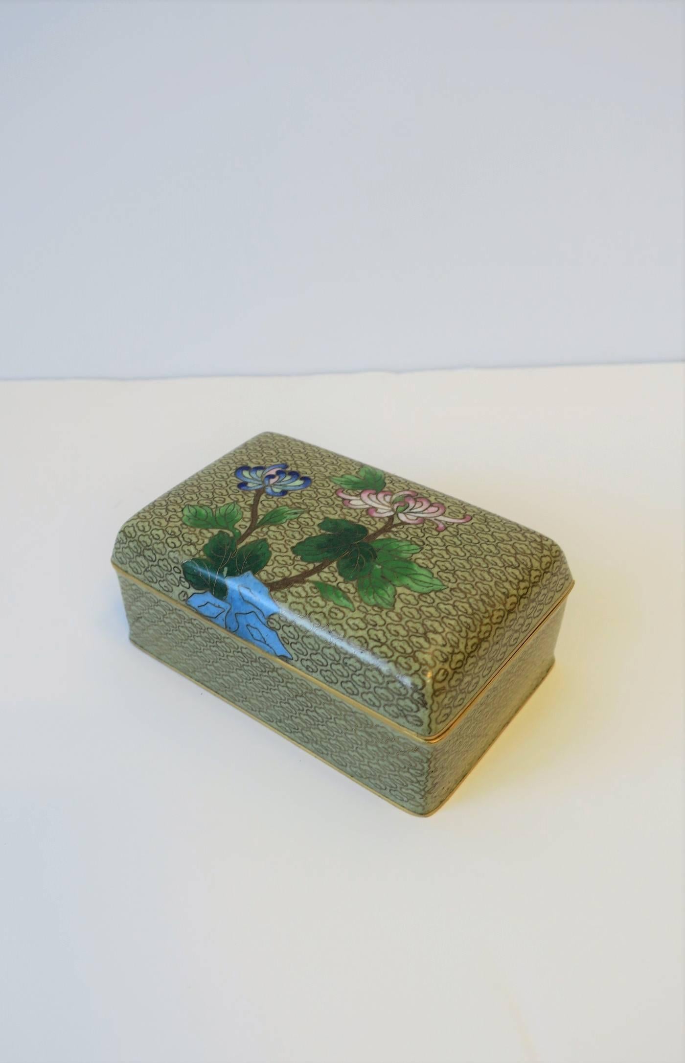 Chinese Cloisonné Enamel and Brass Jewelry Box 1
