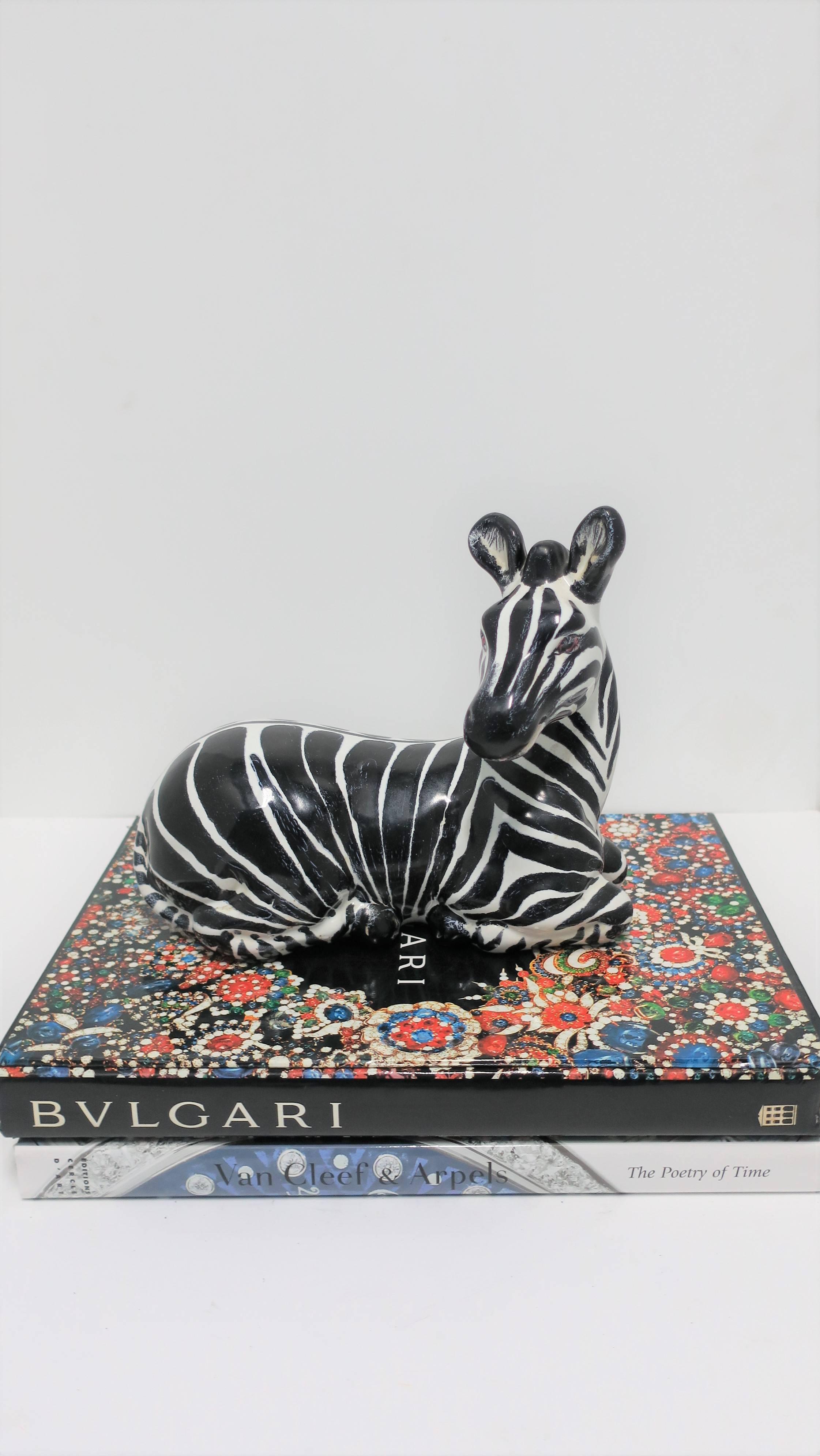 Italian Black and White Zebra Animal Sculpture in the Art Deco Style, ca. 1970s 2