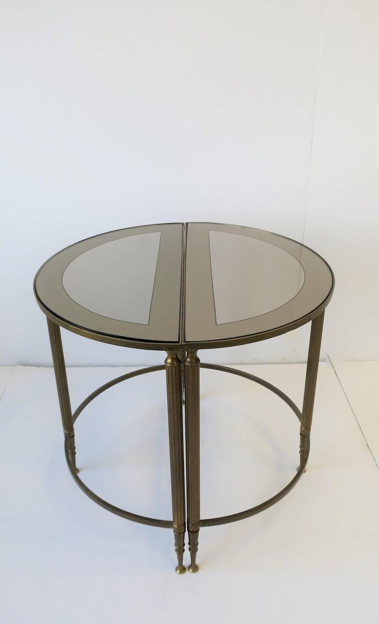 Deco Directoire Brass and Glass Round Side Table or Drinks Table 8