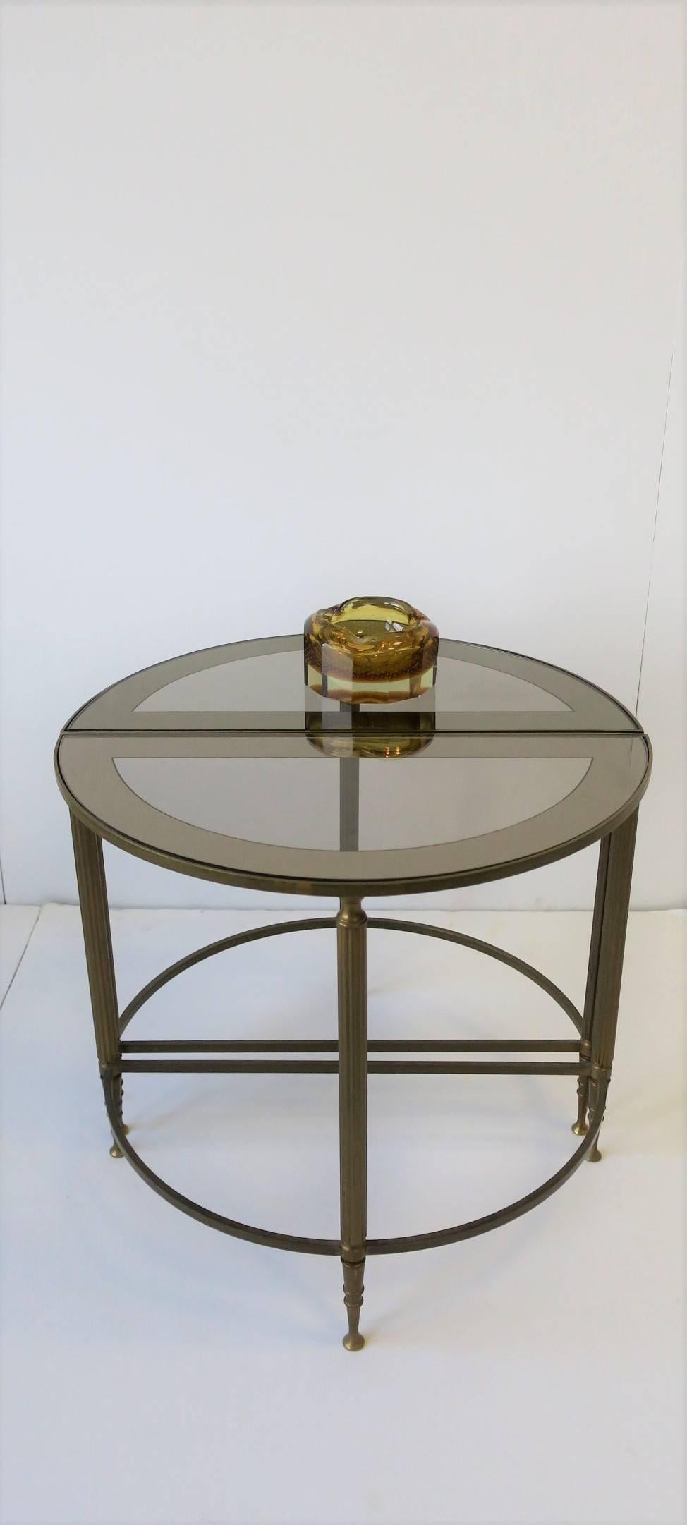 Deco Directoire Brass and Glass Round Side Table or Drinks Table 7