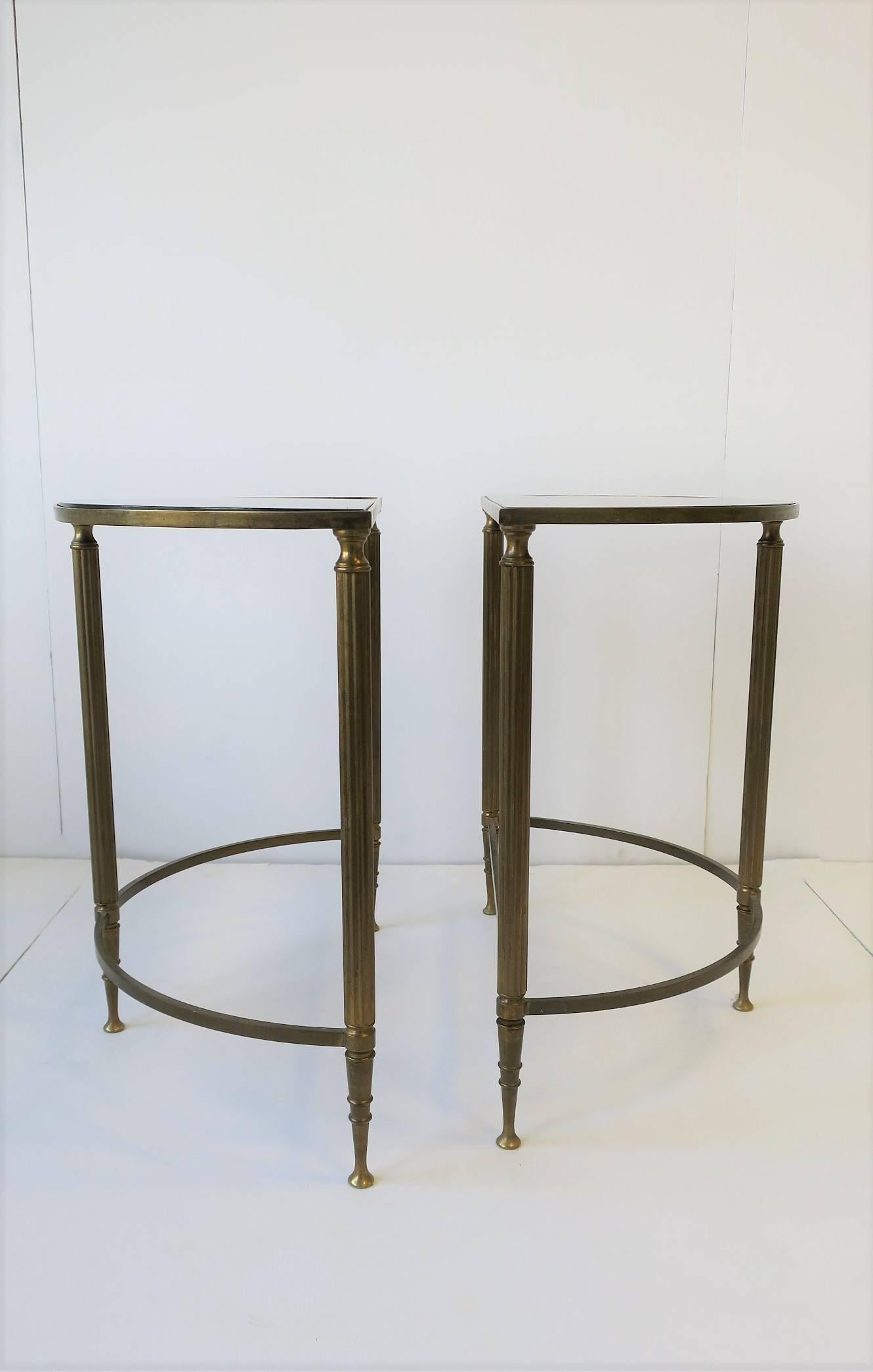 Deco Directoire Brass and Glass Round Side Table or Drinks Table 5