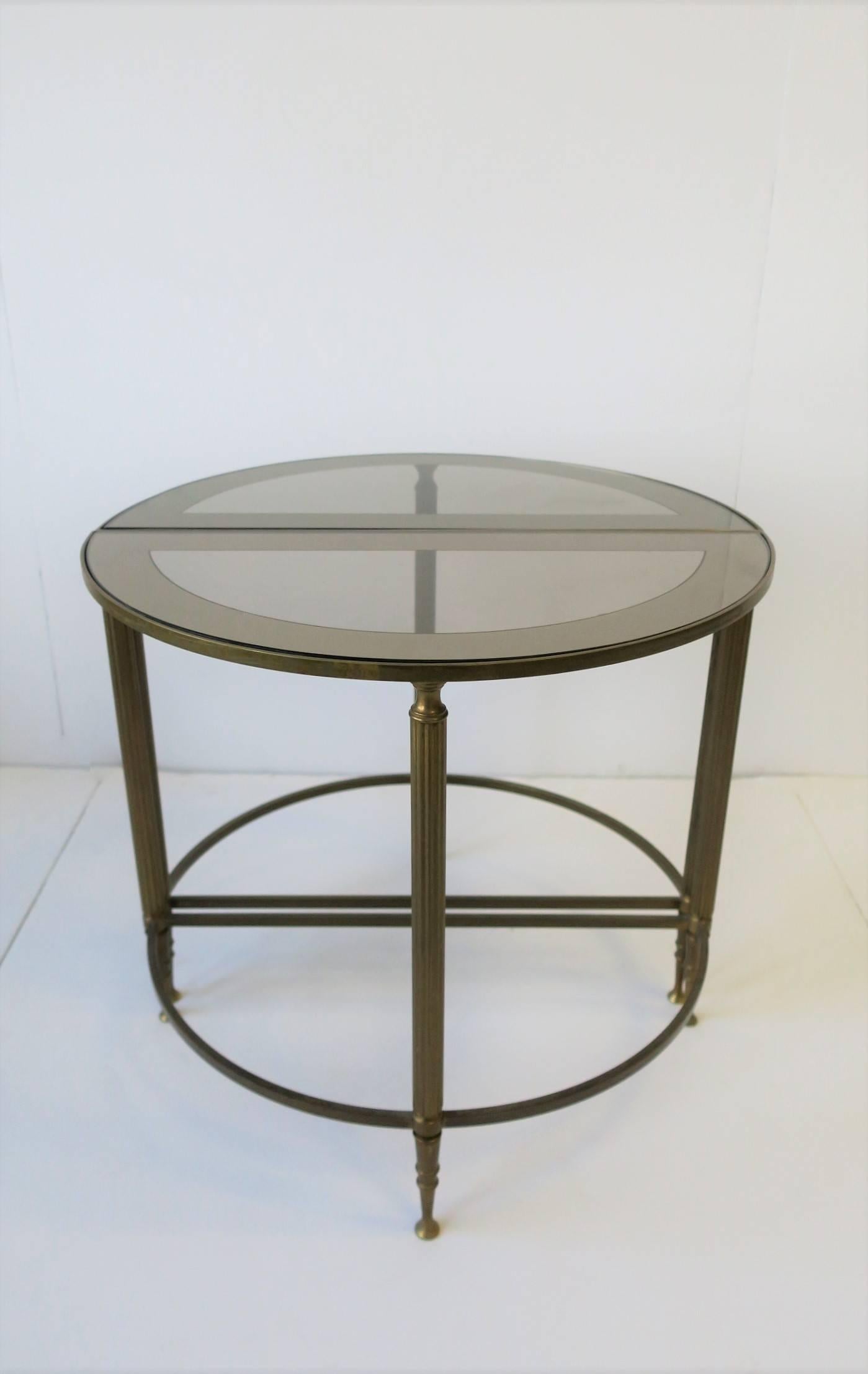 Deco Directoire Brass and Glass Round Side Table or Drinks Table 4