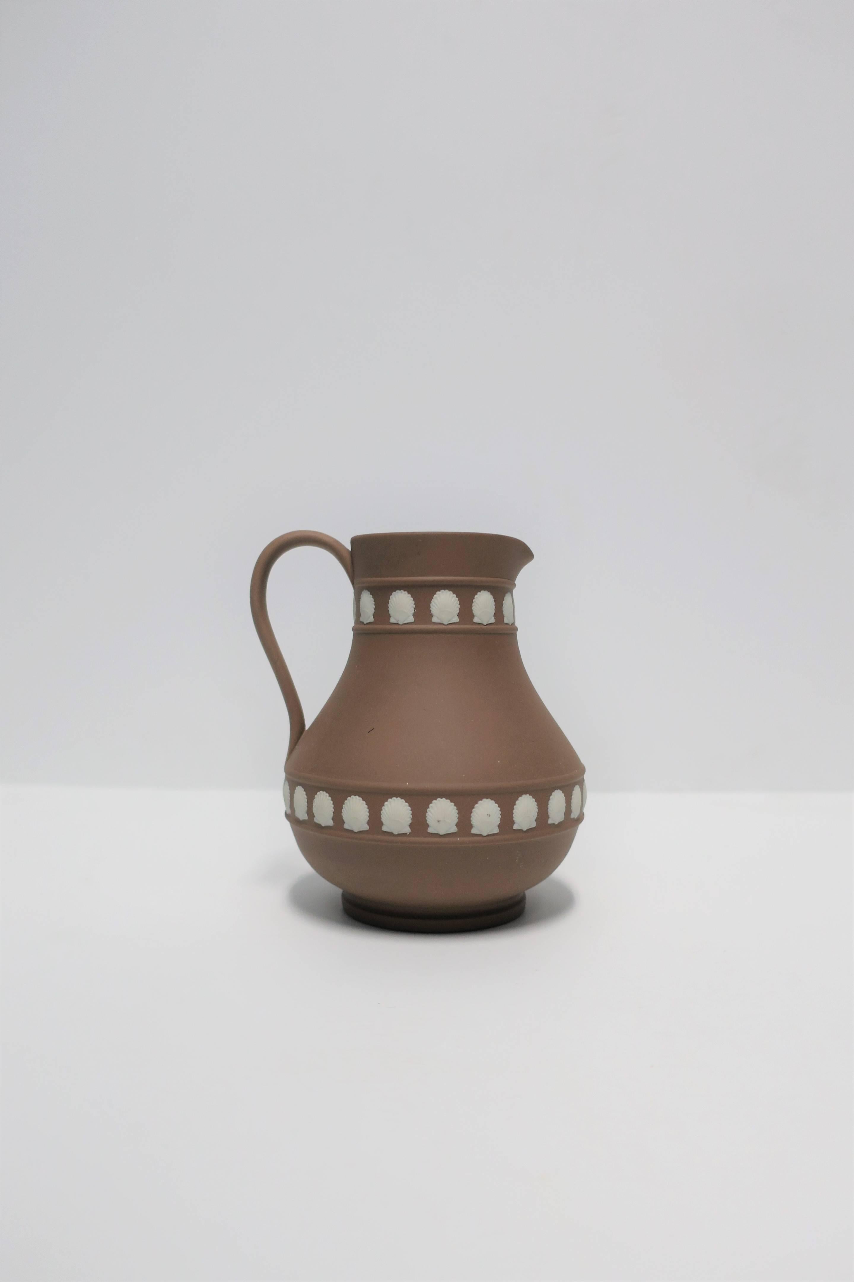 Late 20th Century English Wedgwood Jasperware Pitcher Vessel with Oyster Seashell Design