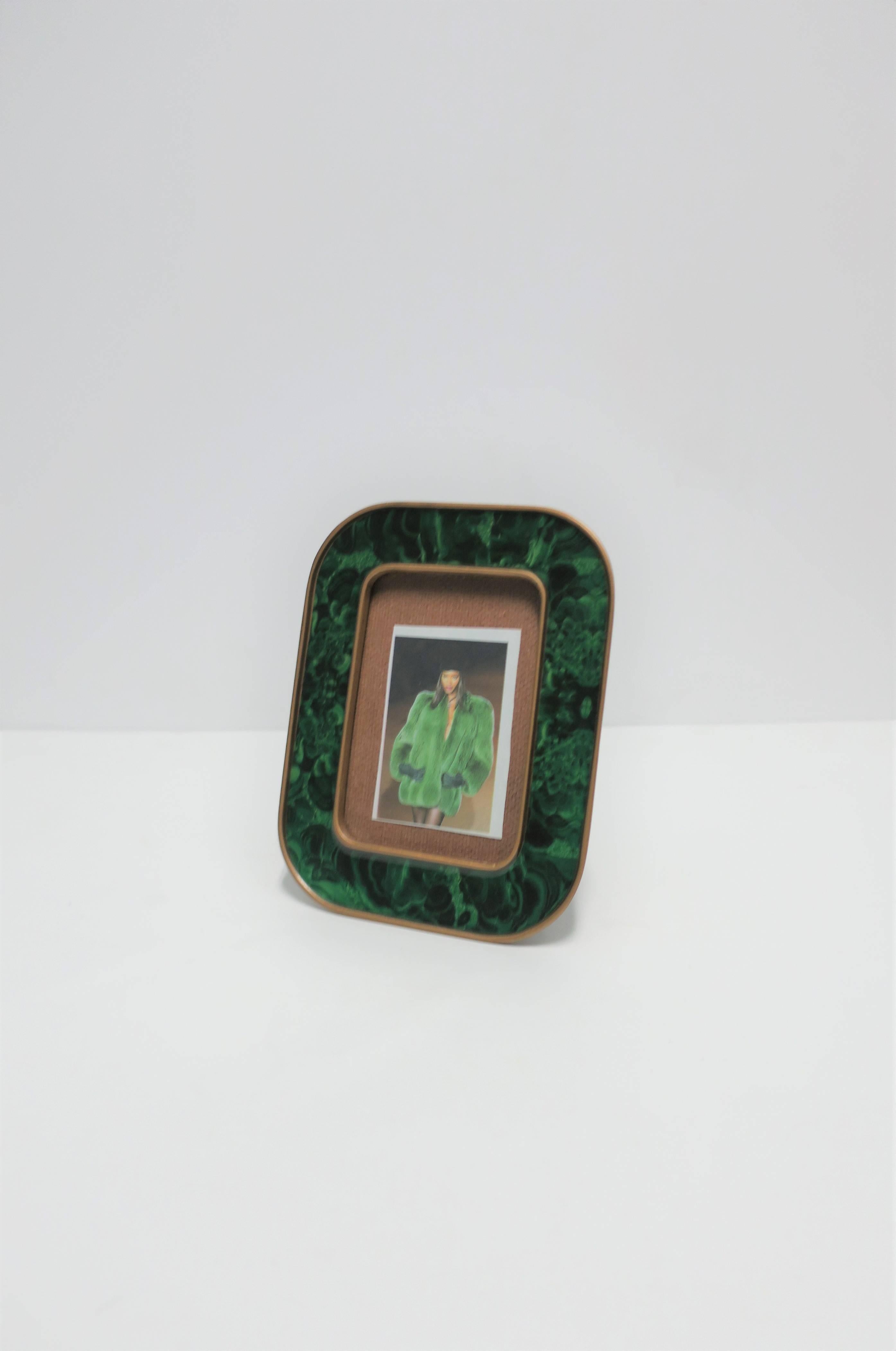 Modern Green Malachite Lacquer and Brass Picture Frame In Good Condition In New York, NY