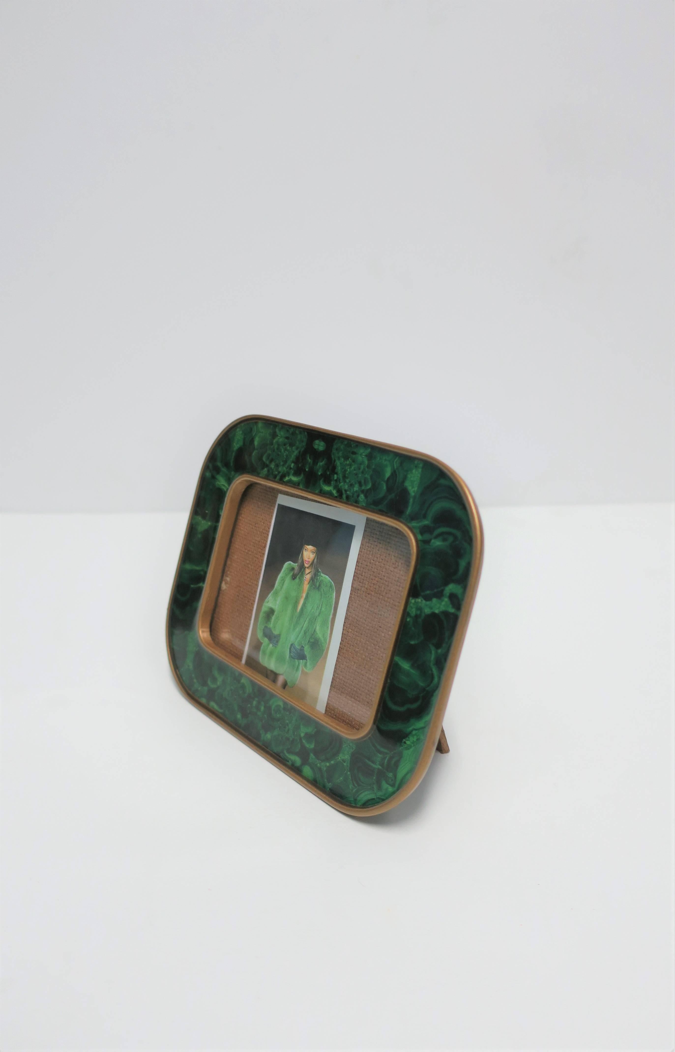 Modern Green Malachite Lacquer and Brass Picture Frame 2