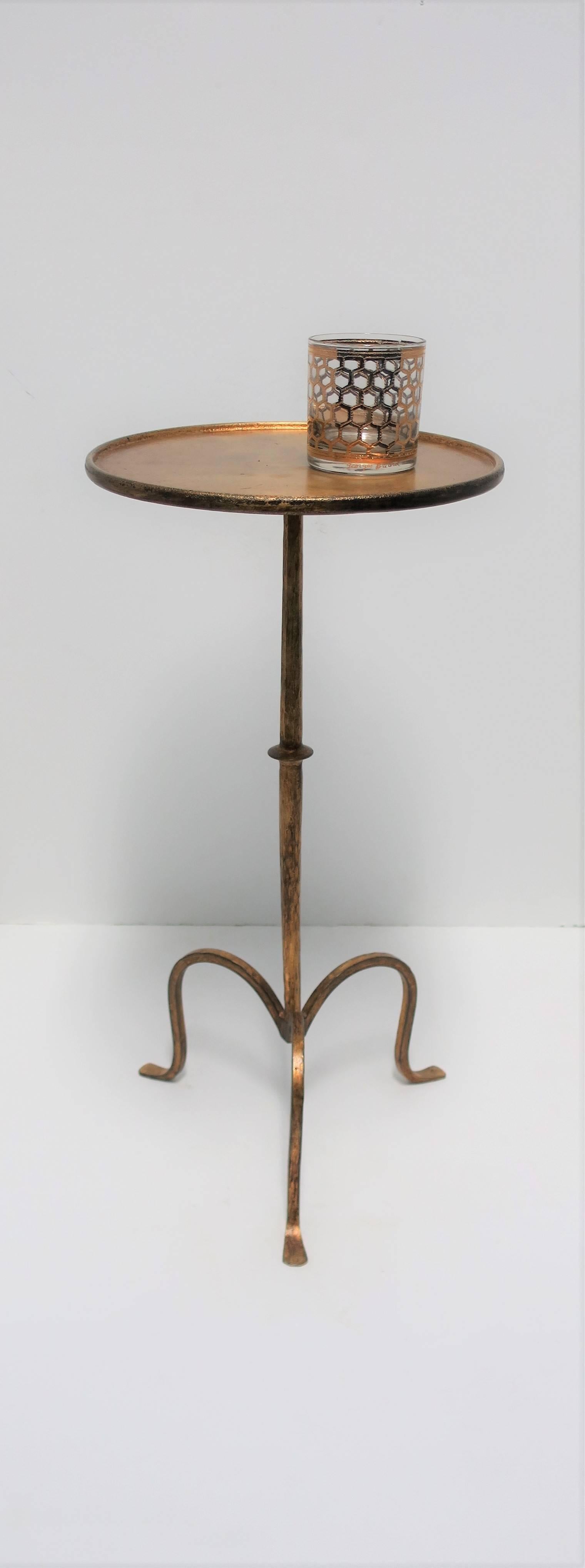Gold Gilt Round Side Table with Tri-Pod Base, 21st Century 2