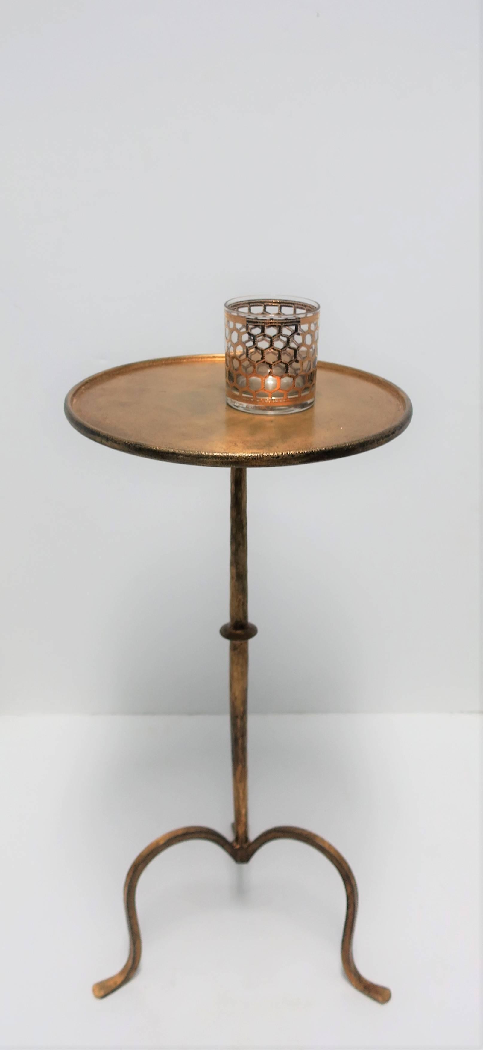 American Gold Gilt Round Side Table with Tri-Pod Base, 21st Century