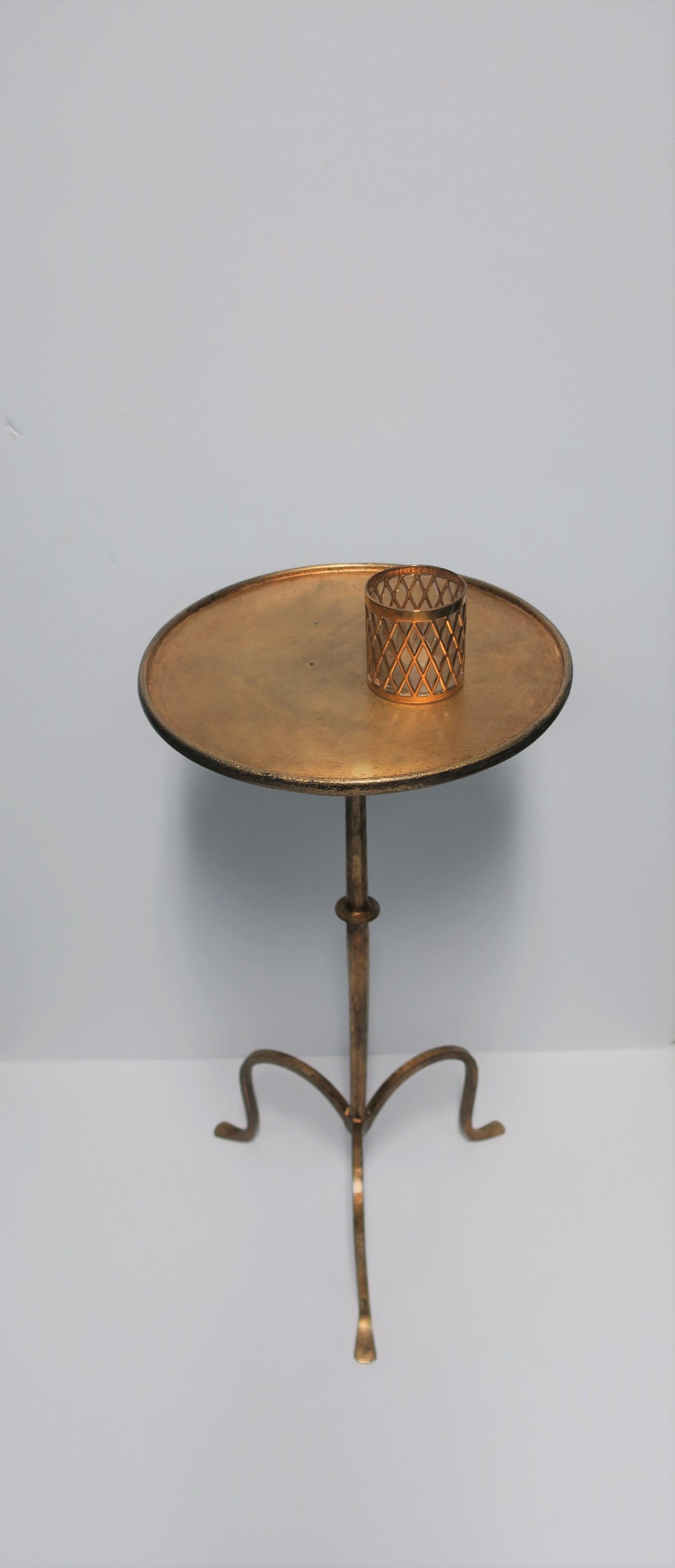 Gold Gilt Round Side Table with Tri-Pod Base, 21st Century 11
