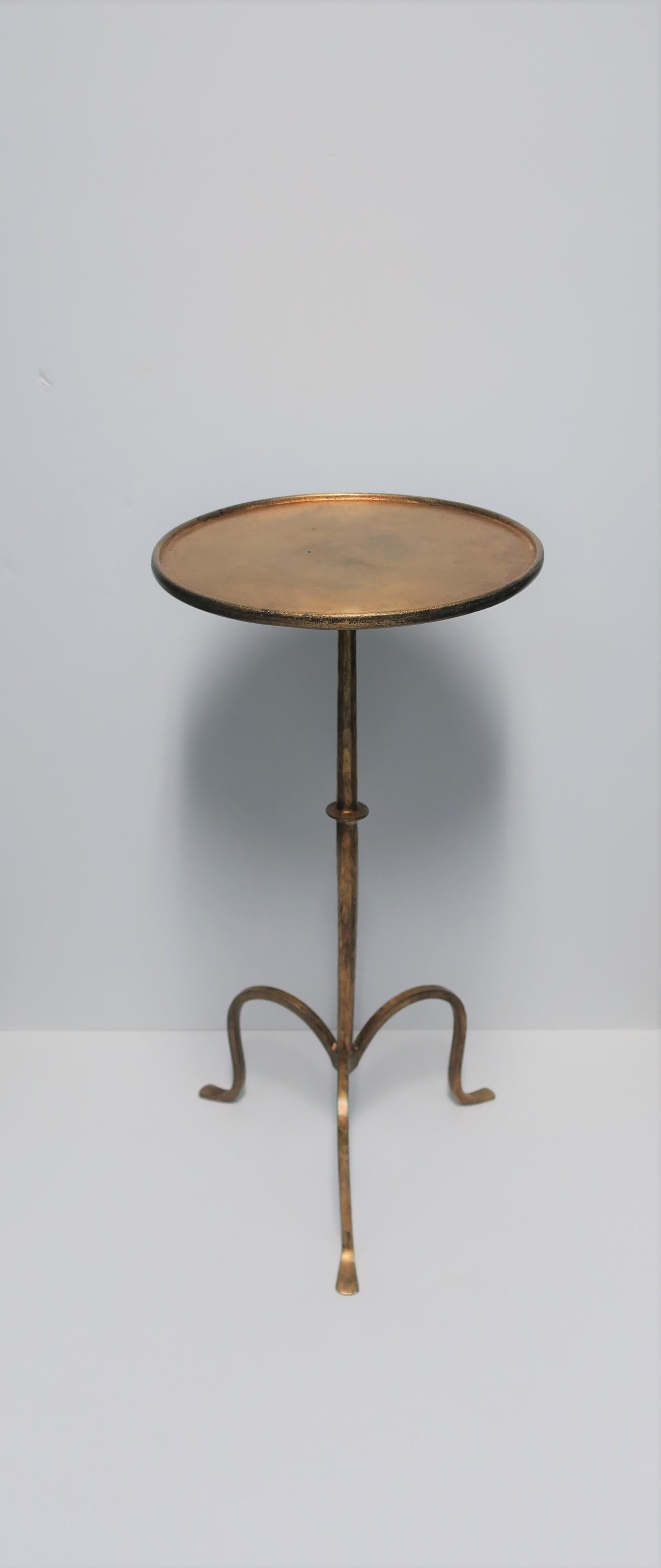 Gold Gilt Round Side Table with Tri-Pod Base, 21st Century 12