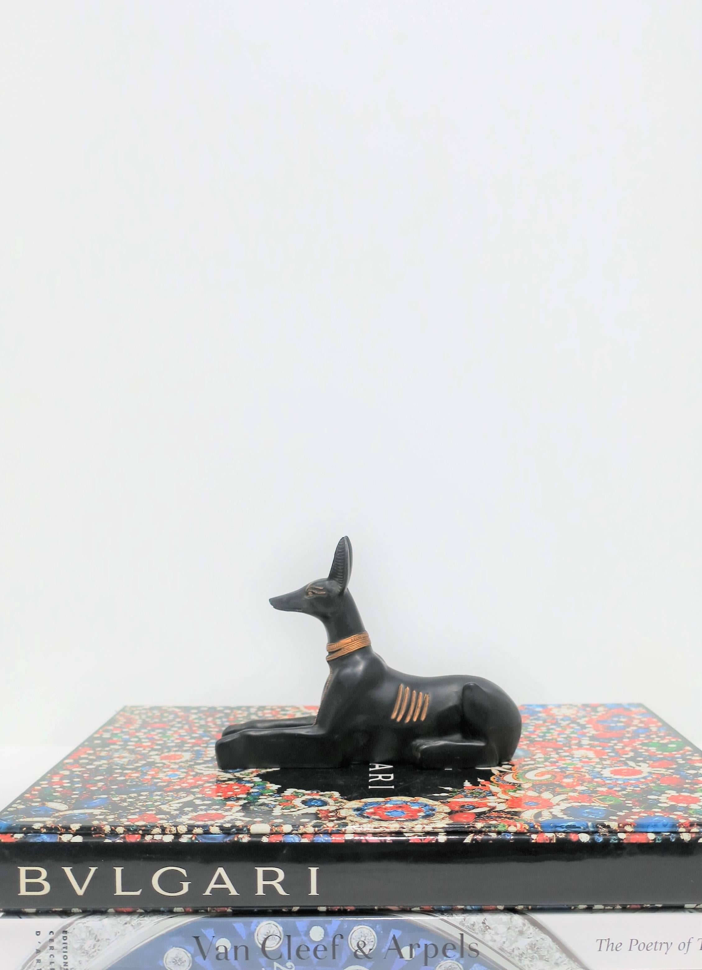 Black and Gold Egyptian Dog Sculpture In Excellent Condition In New York, NY