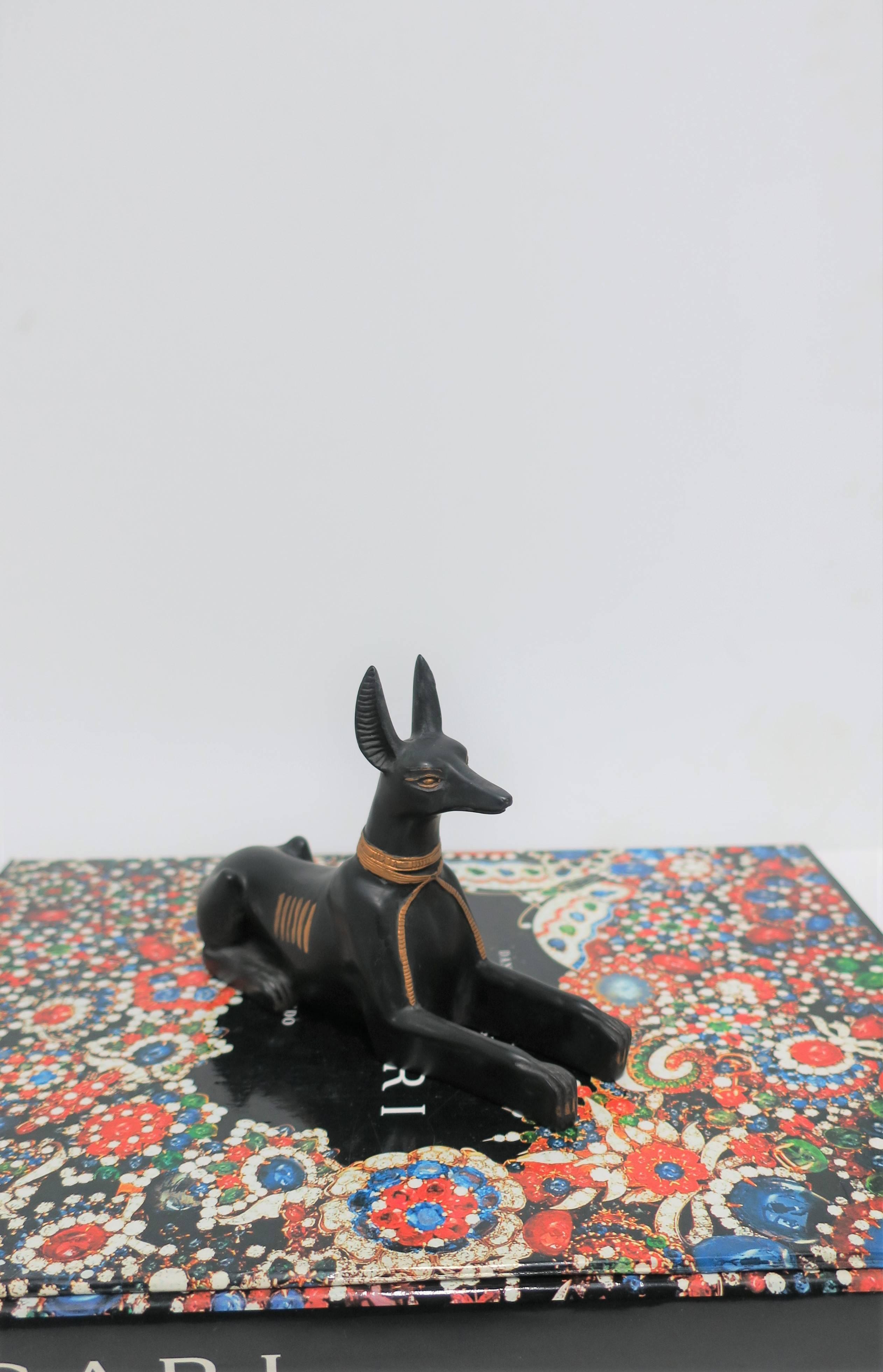 Resin Black and Gold Egyptian Dog Sculpture