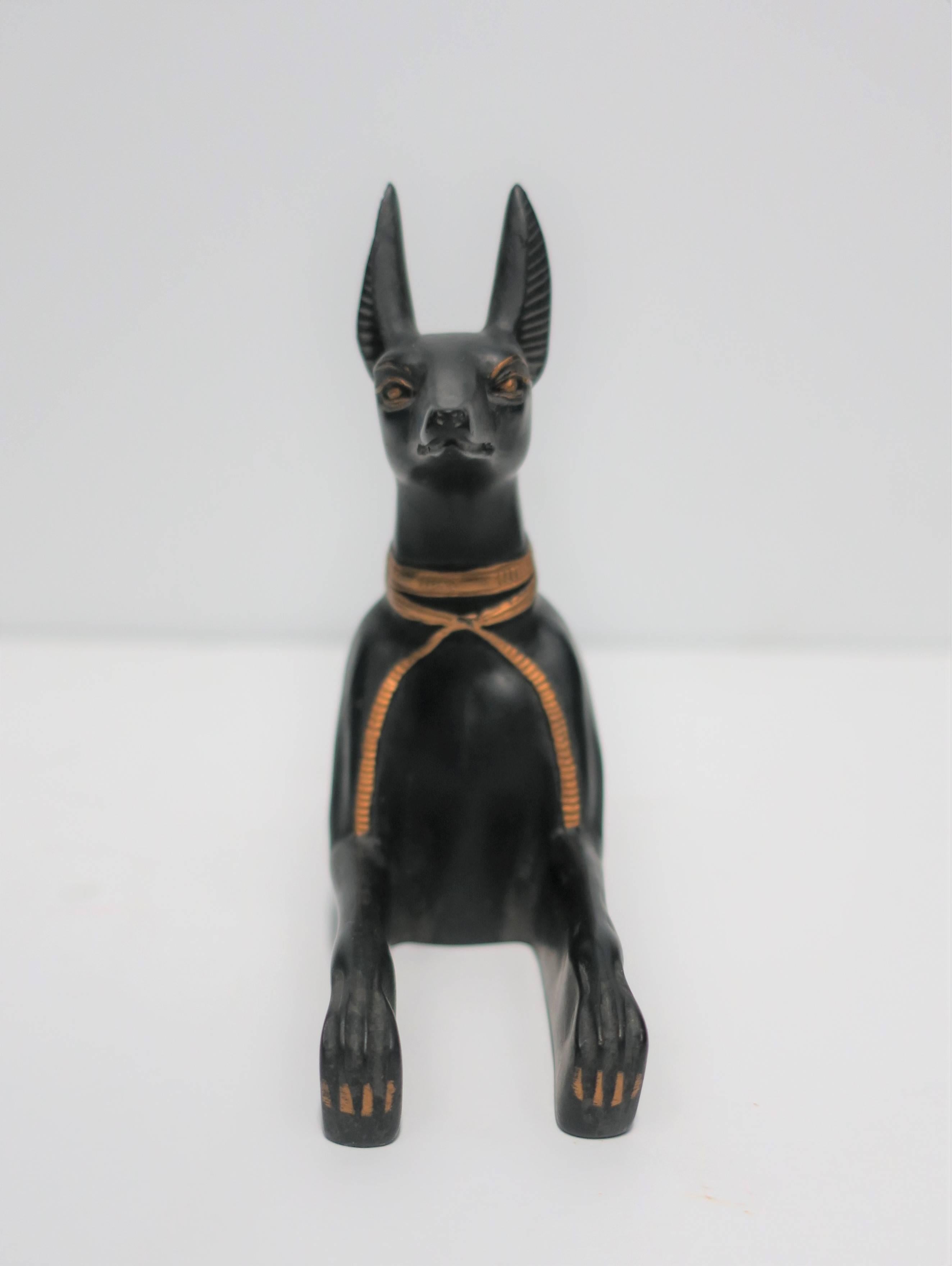 Egyptian Revival Black and Gold Egyptian Dog Sculpture