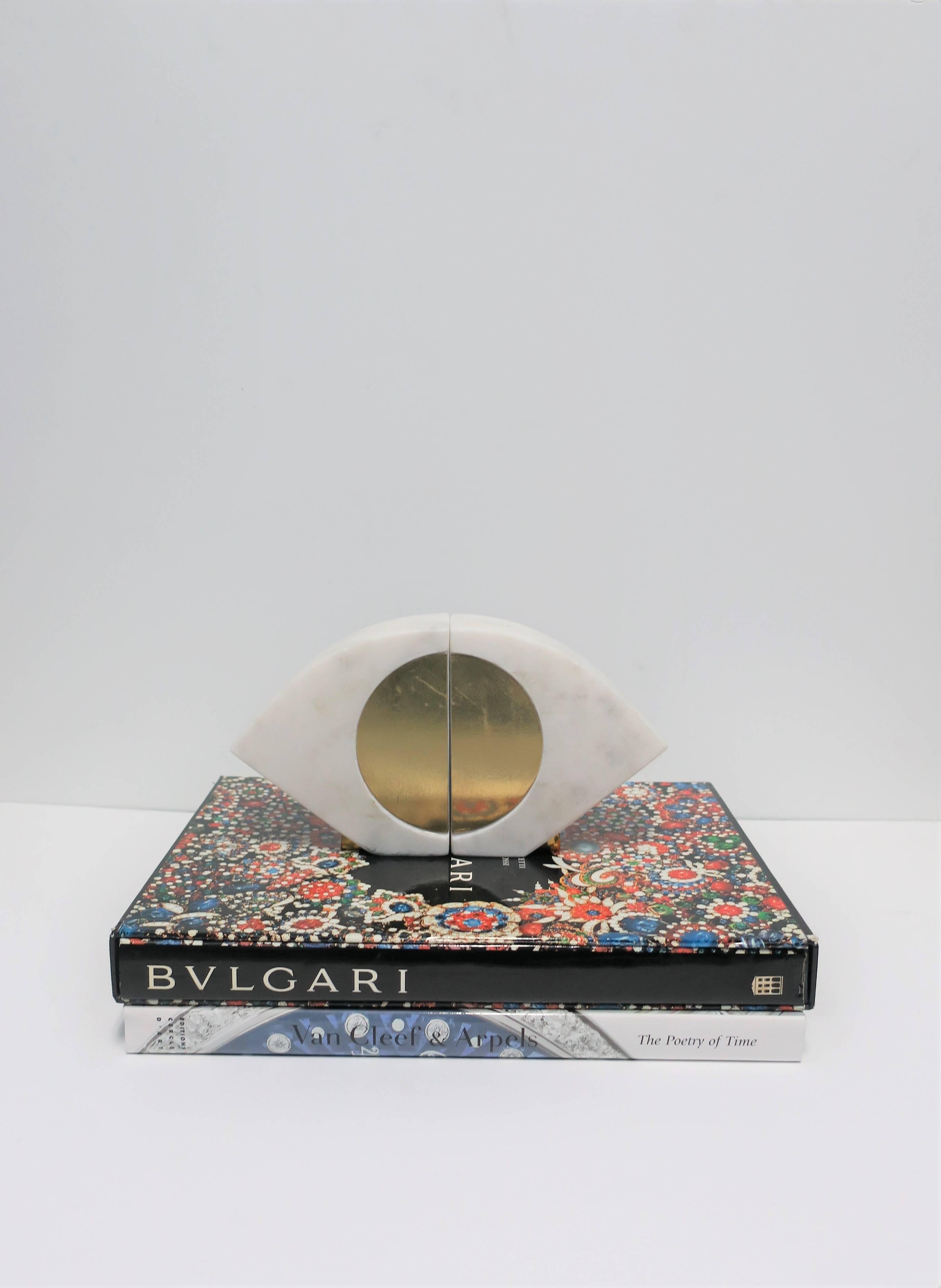 Modern White and Gold Marble Bookends or Decorative Object Sculpture