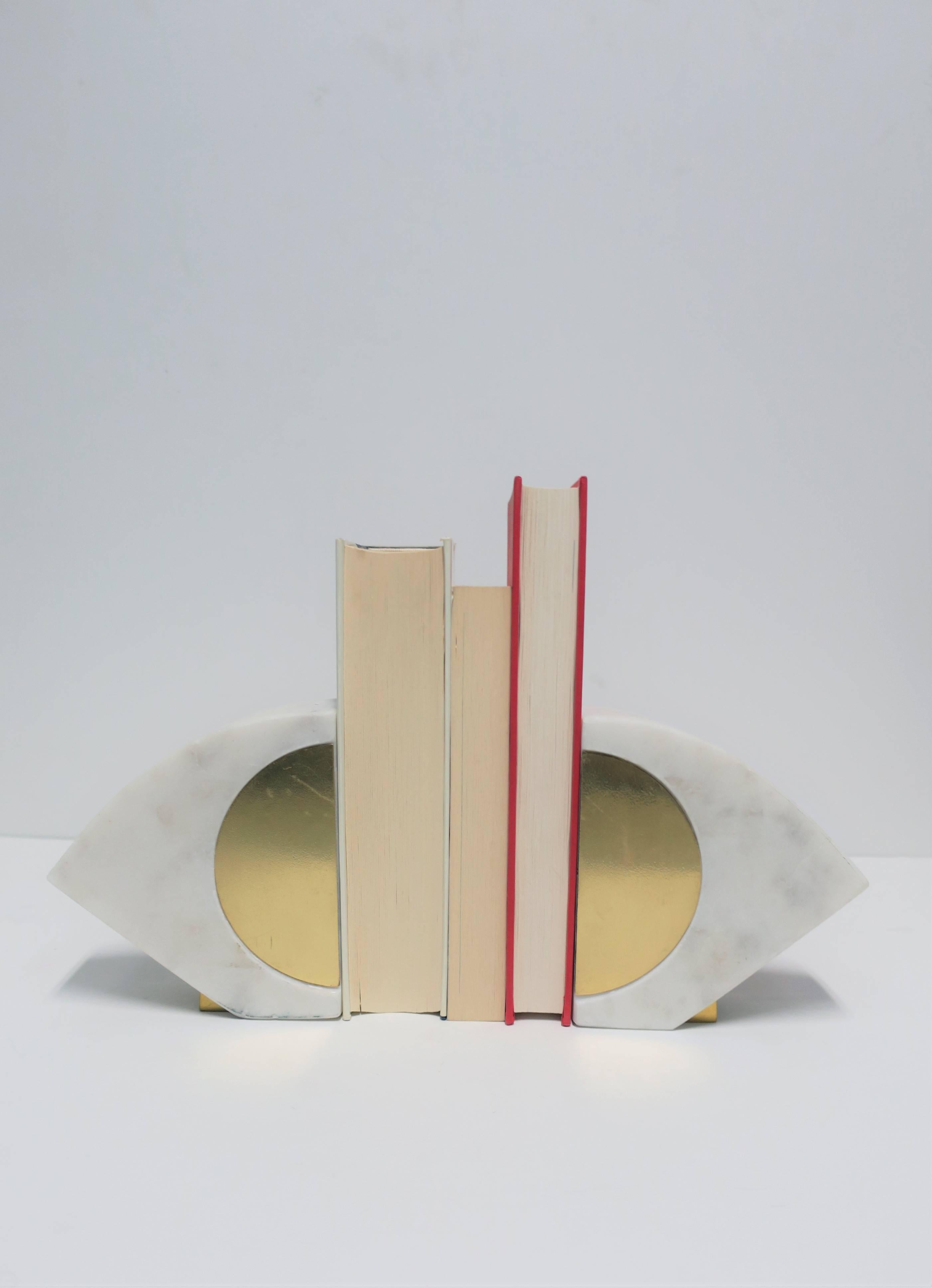 Plated White and Gold Marble Bookends or Decorative Object Sculpture