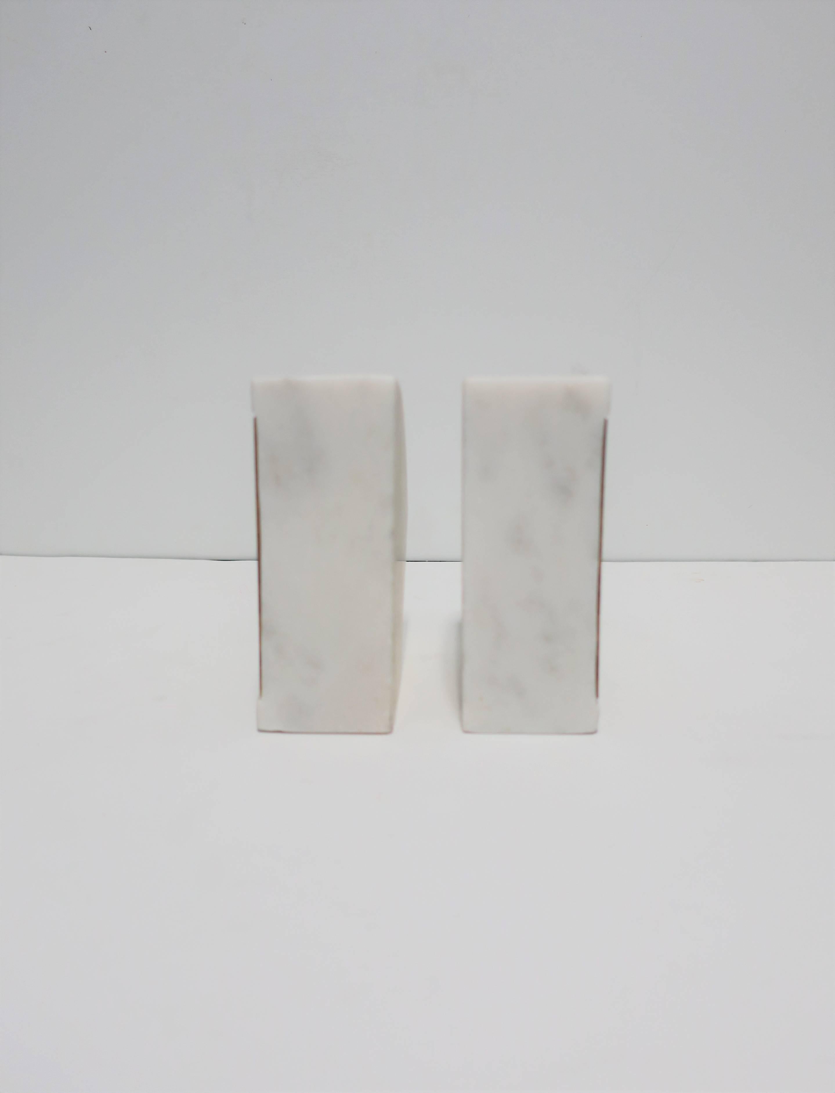 Metal White and Gold Marble Bookends or Decorative Object Sculpture