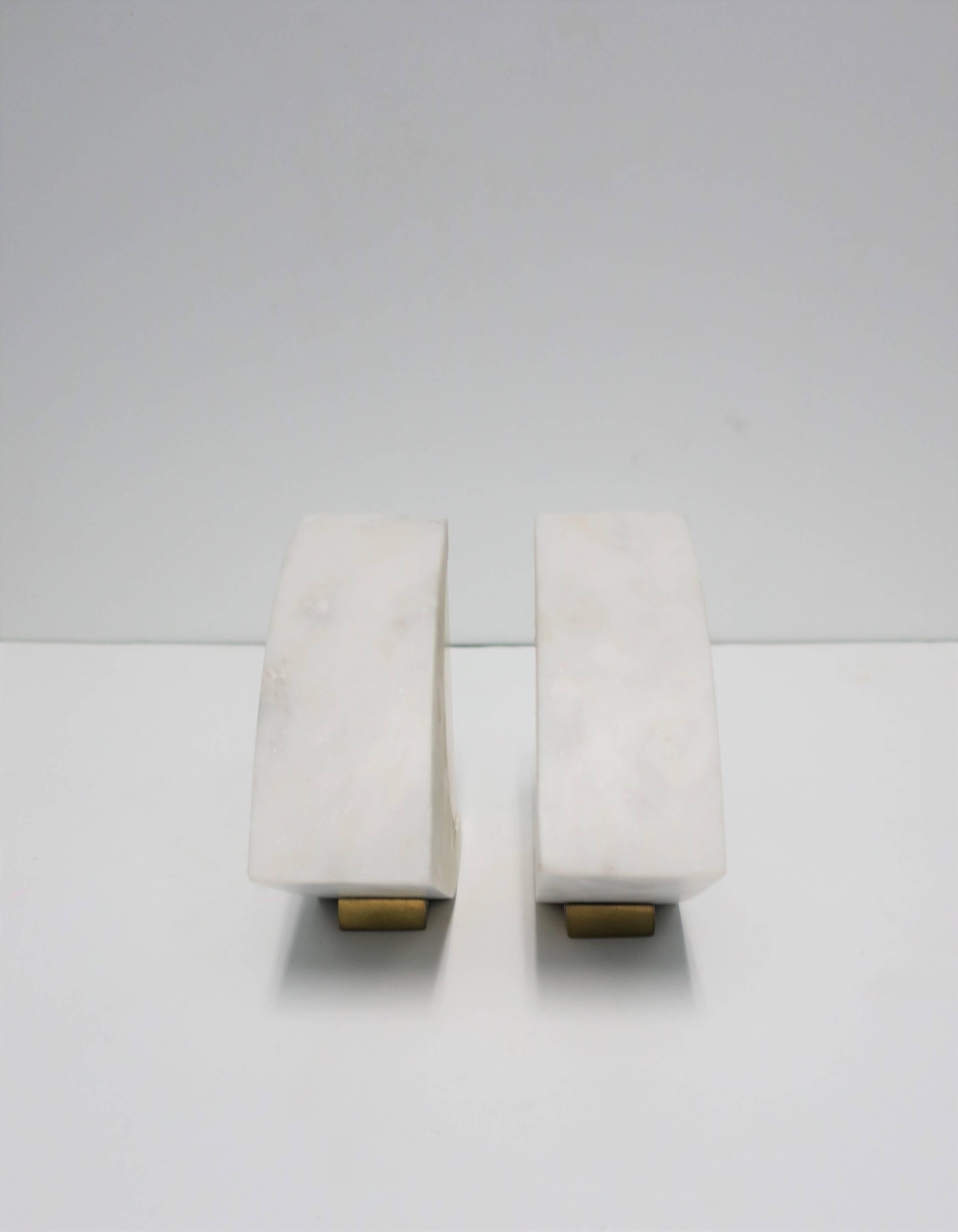 White and Gold Marble Bookends or Decorative Object Sculpture 2