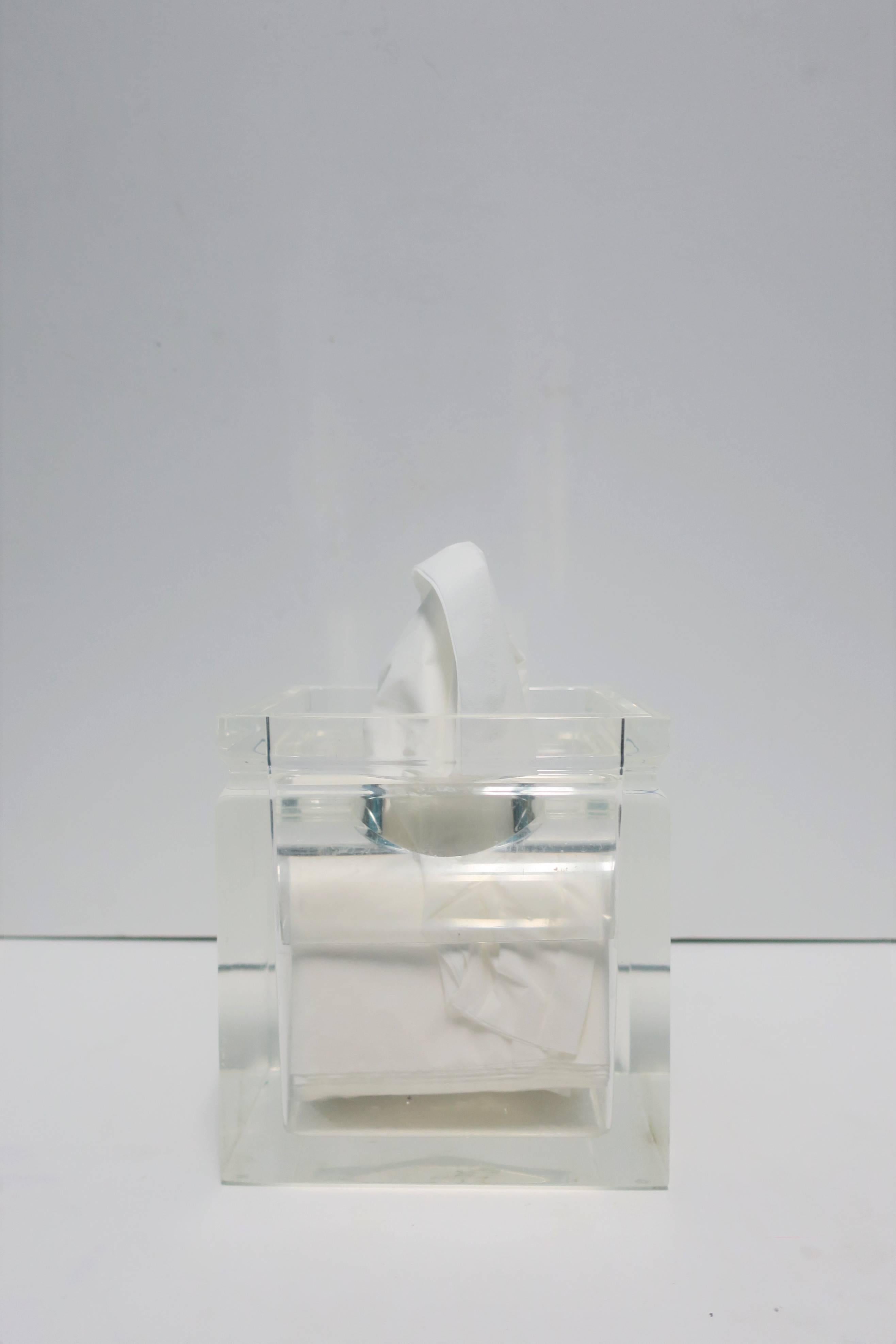 Modern Lucite Tissue Box in the Style of Charles Hollis Jones