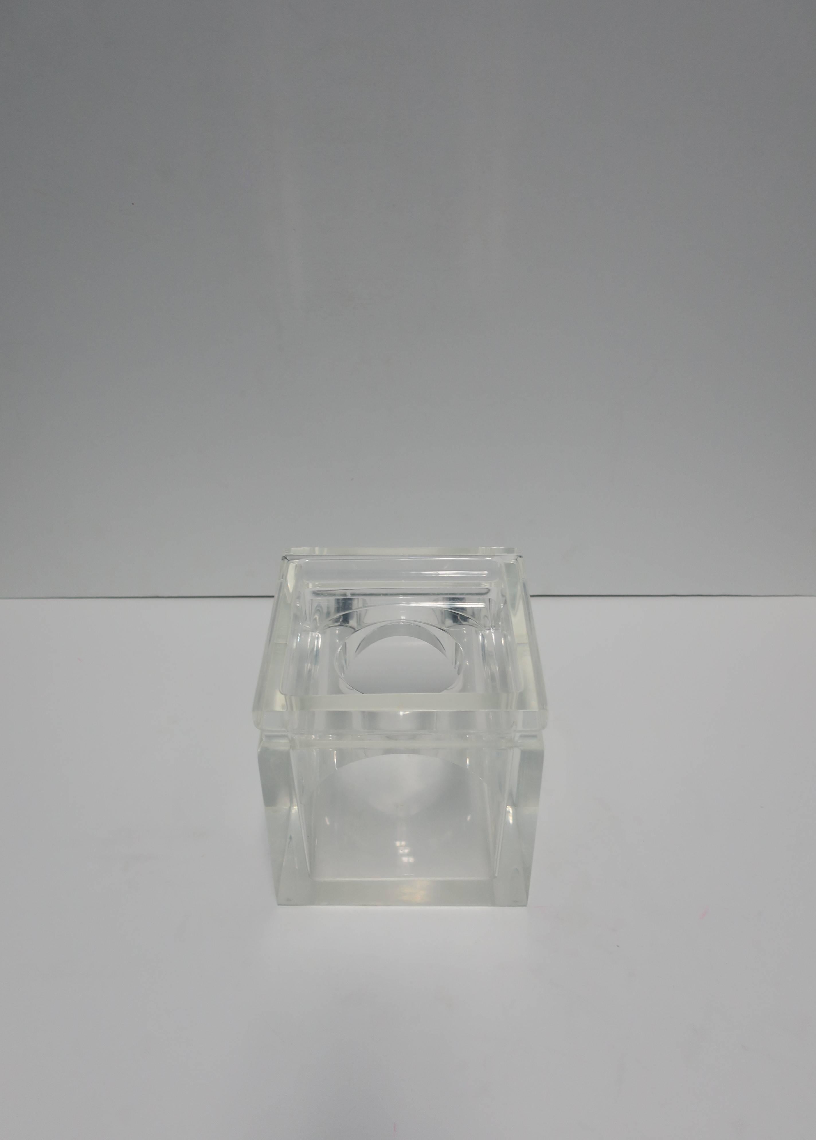 Late 20th Century Lucite Tissue Box in the Style of Charles Hollis Jones