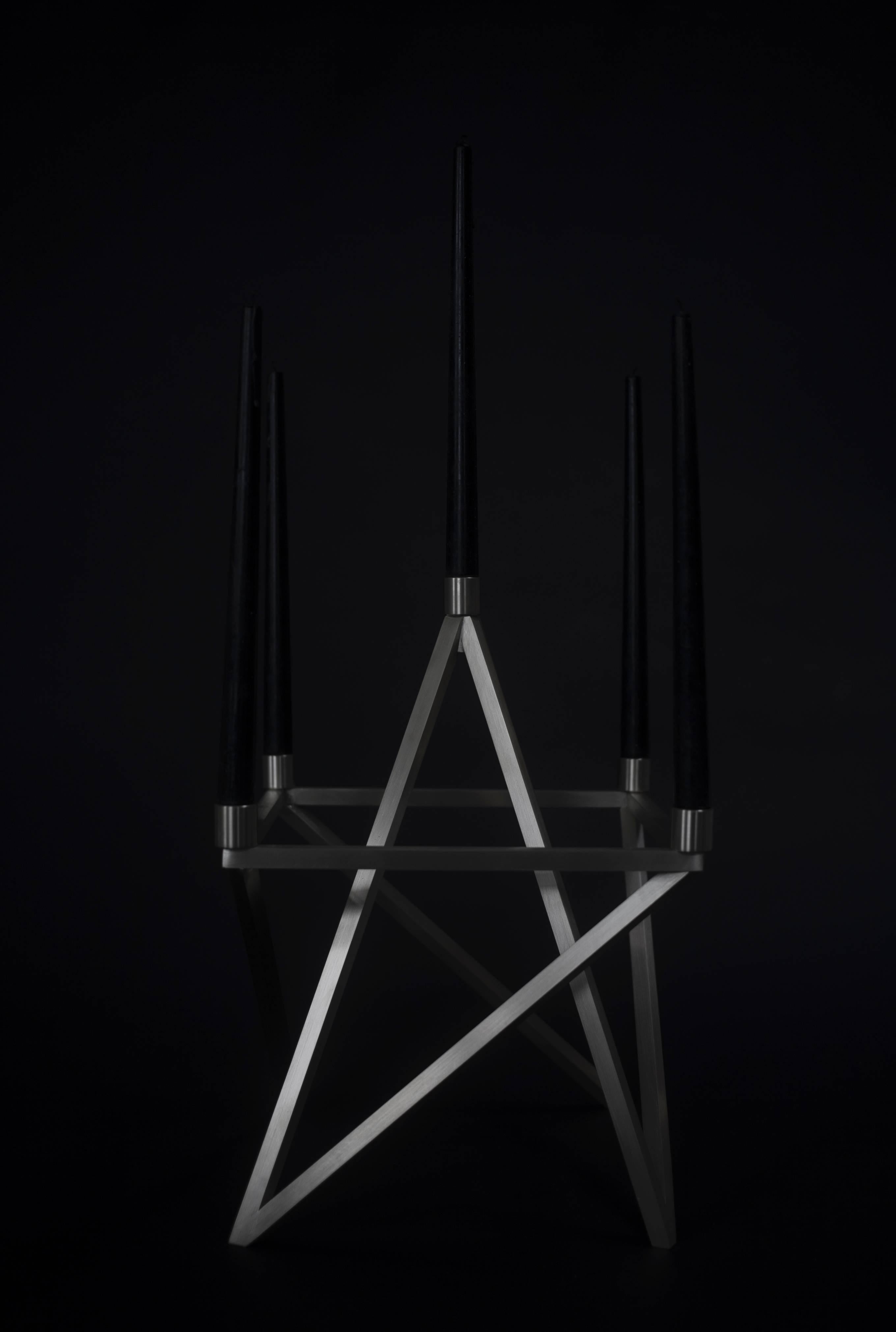 Brushed Contemporary 'Pagan' Star Candelabra by Material Lust, 2016 For Sale