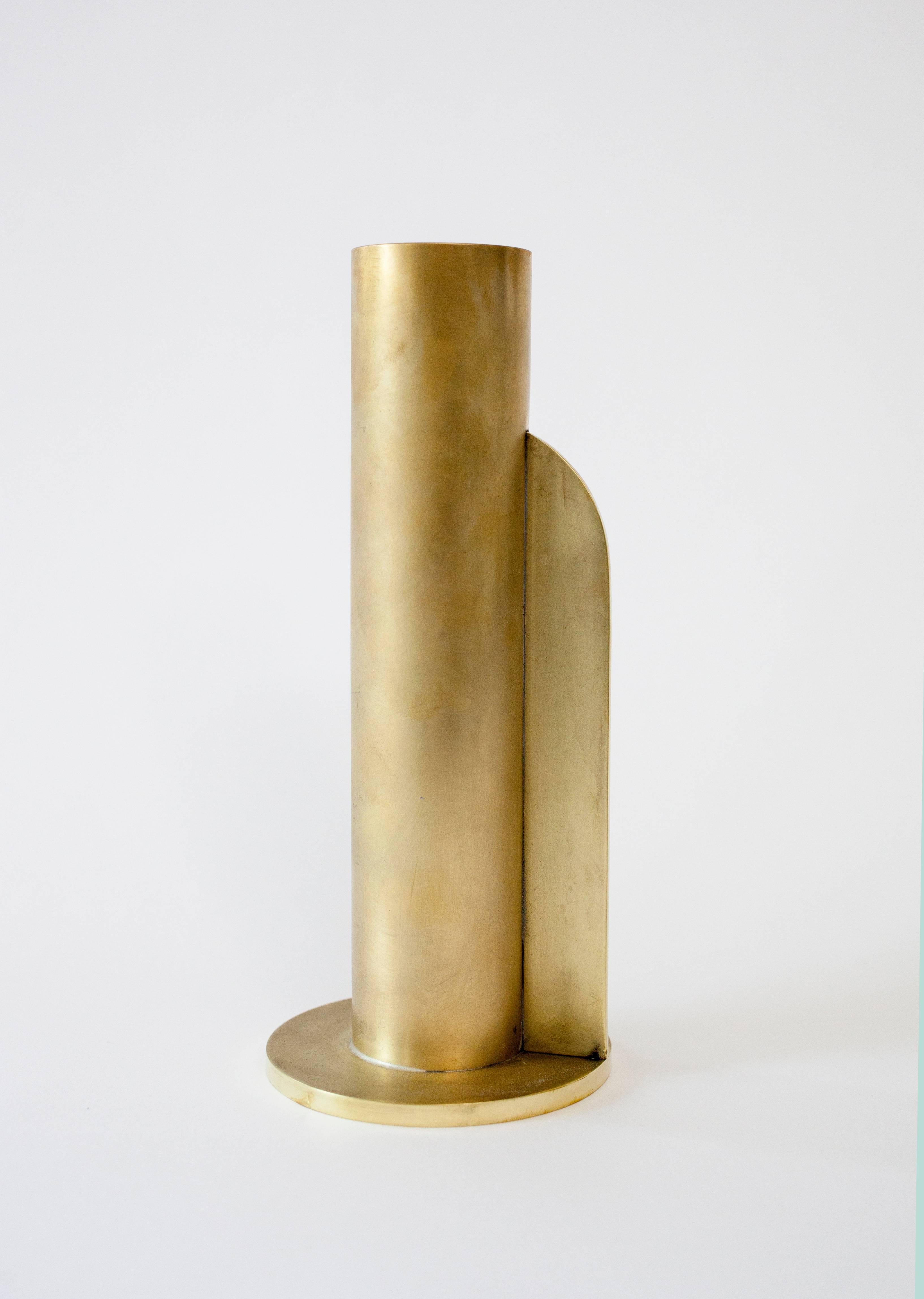 Blackened Contemporary 001 Vase in Brass by Orphan Work For Sale