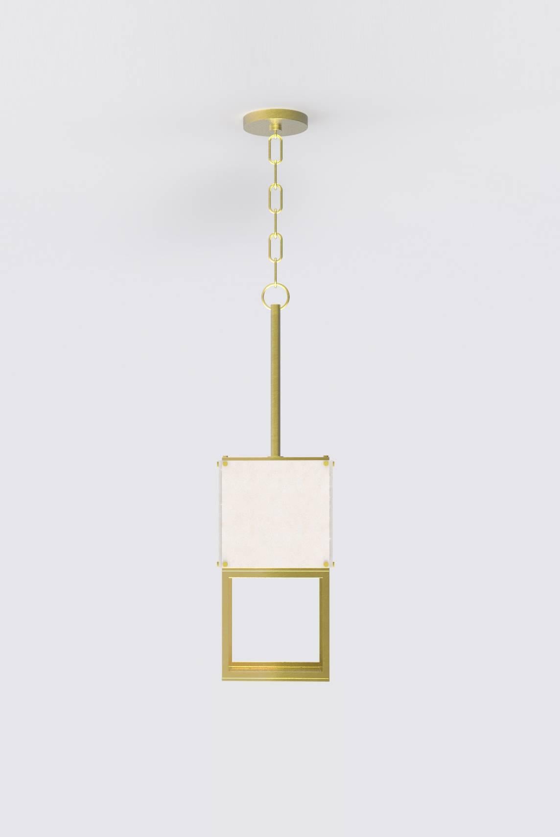 Contemporary 002 Pendant in Blackened Brass and Alabaster by Orphan Work, 2018 In New Condition For Sale In Los Angeles, CA