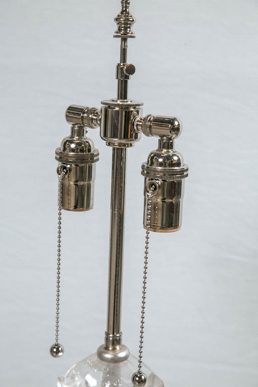 Pair of Octagonal Hand-Cut Rock Crystal Table Lamps