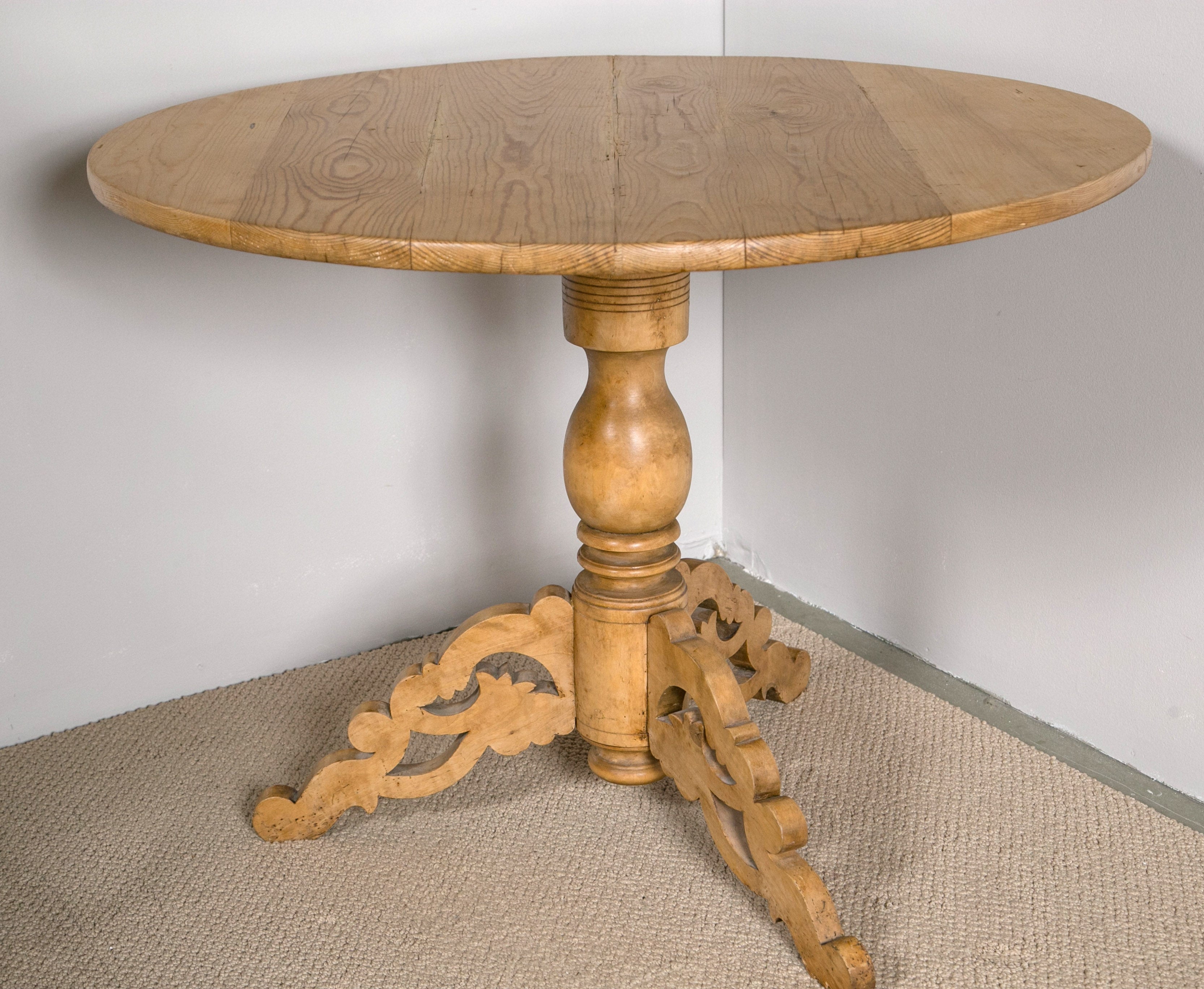 19th Century Swedish Pine Pedestal Table with Tilt-Top