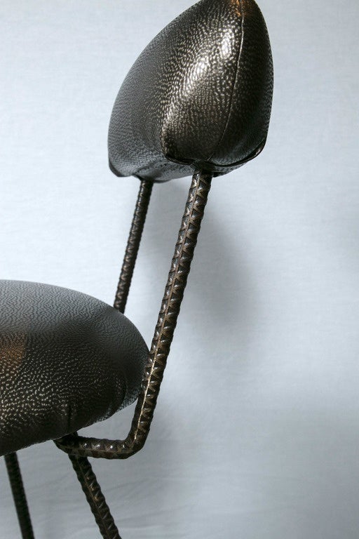 Set of Three Industrial Counter Stools For Sale 1