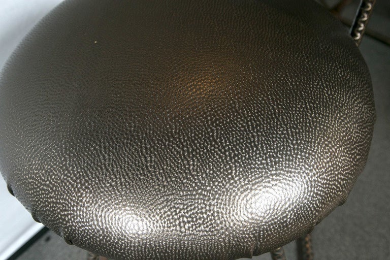 Set of Three Industrial Counter Stools For Sale 2