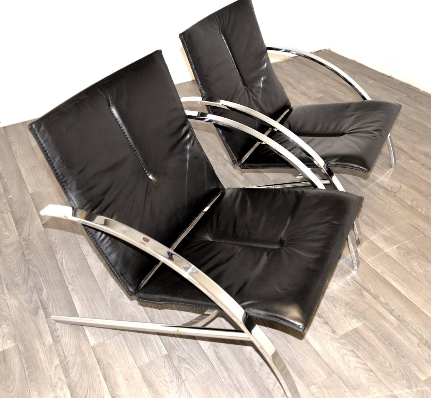 Swiss Paul Tuttle Arco Lounge Chairs for Strässle of Switzerland, 1970s For Sale