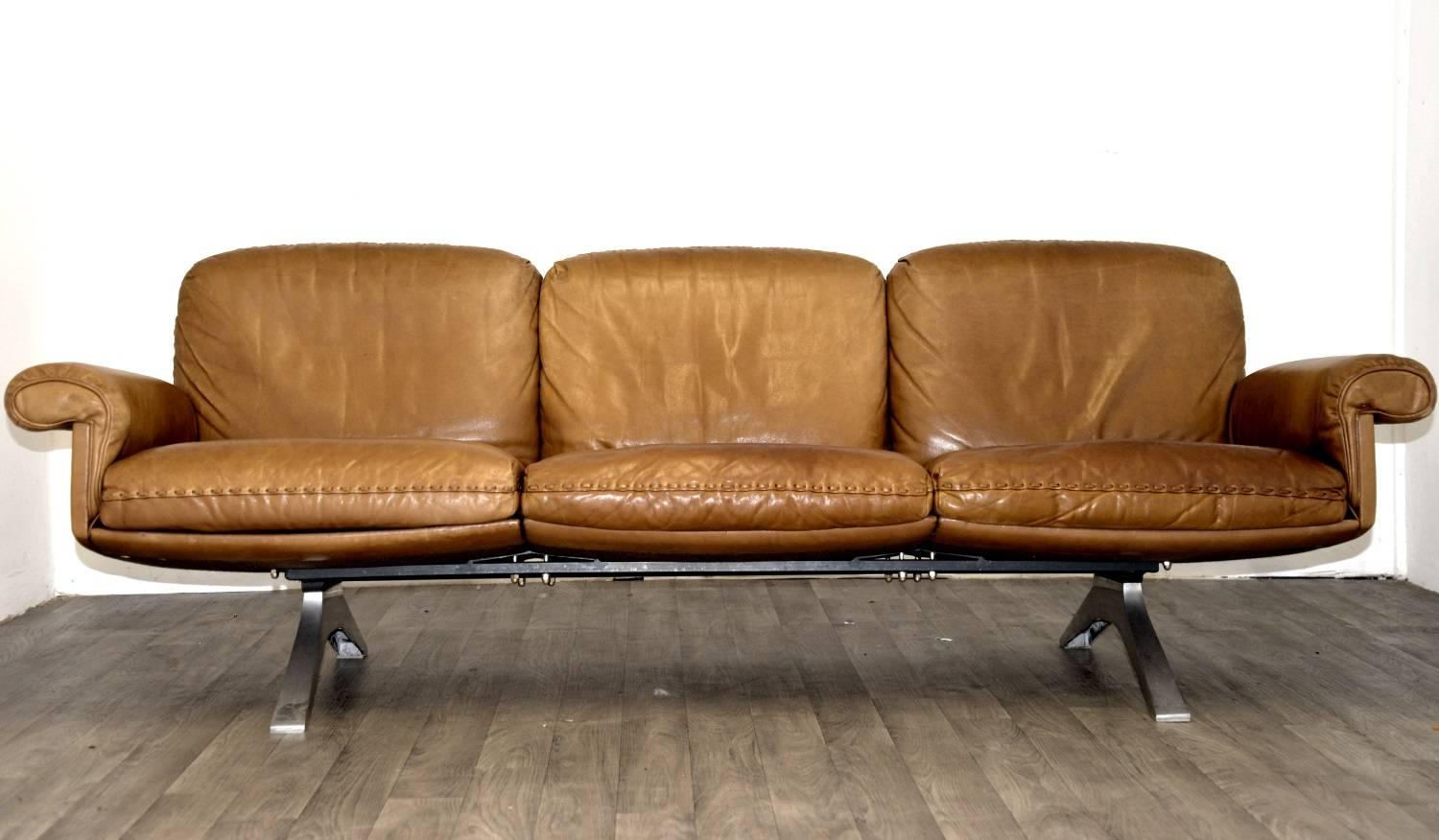 Discounted airfreight for our US Continent and International customers ( from 2 weeks door to door) 

We are delighted to bring to you a vintage de Sede DS 31 three-seat sofa in beautiful soft cognac aniline leather with superb whipstitch edge