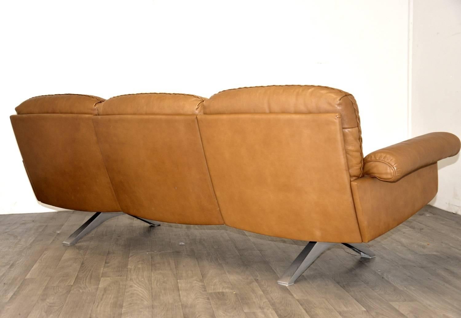 Swiss Vintage De Sede DS 31  Leather Three-Seat Sofa, Switzerland 1970`s