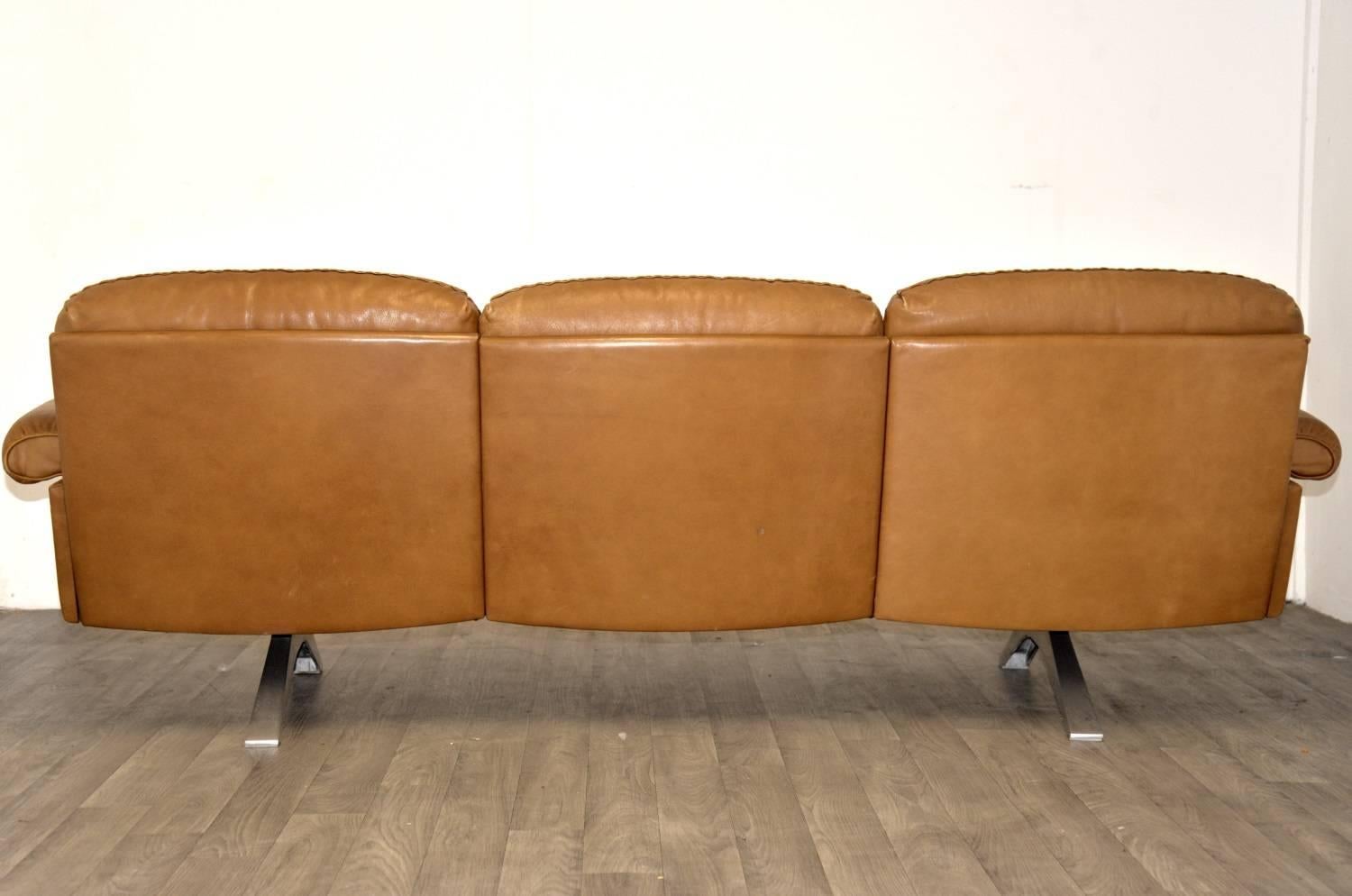 Vintage De Sede DS 31  Leather Three-Seat Sofa, Switzerland 1970`s In Good Condition In Fen Drayton, Cambridgeshire