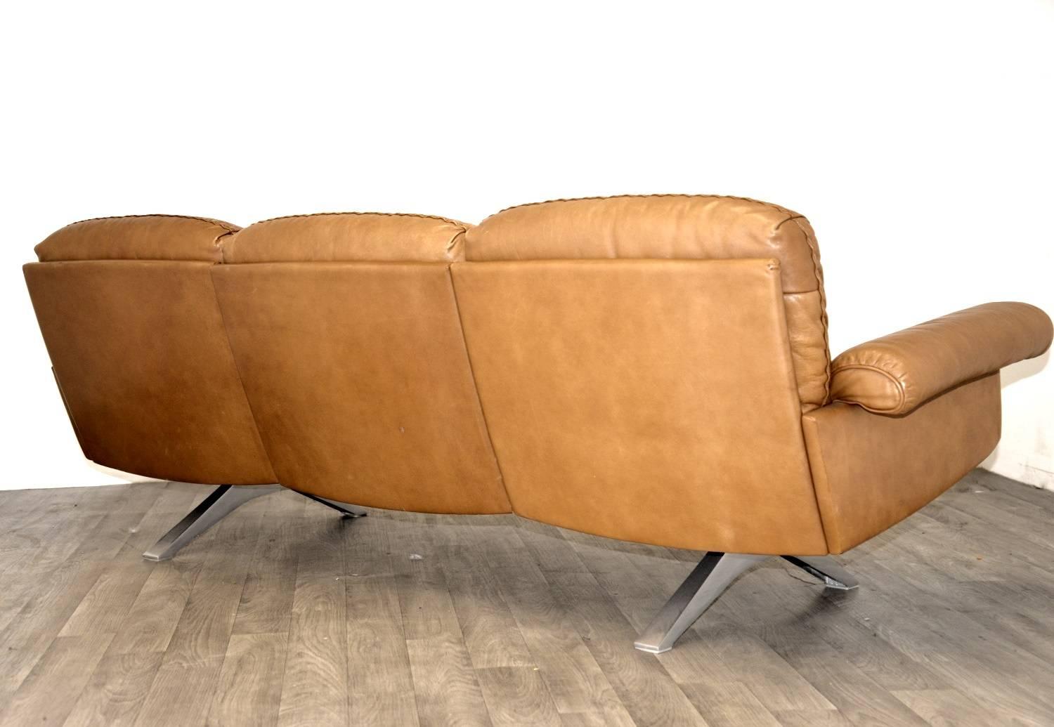 Aluminum Vintage De Sede DS 31 Leather Sofa and Loveseat, Switzerland 1970s