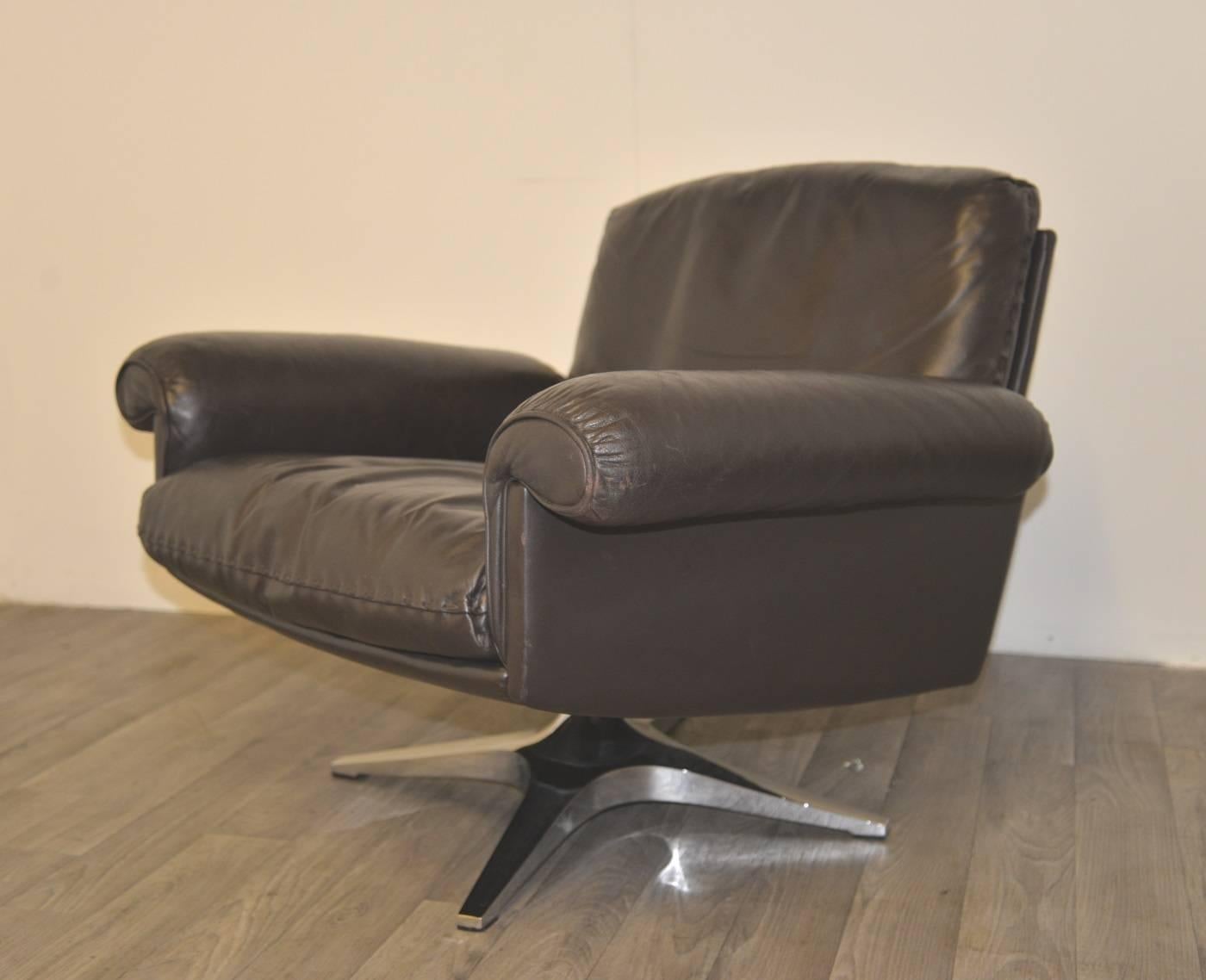 Vintage De Sede DS 31 Three seat Sofa and Swivel Lounge Club Armchair, 1970s 2