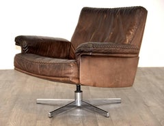 Vintage De Sede DS 35 Three-Seat Sofa and Lounge Swivel Armchair, 1960s