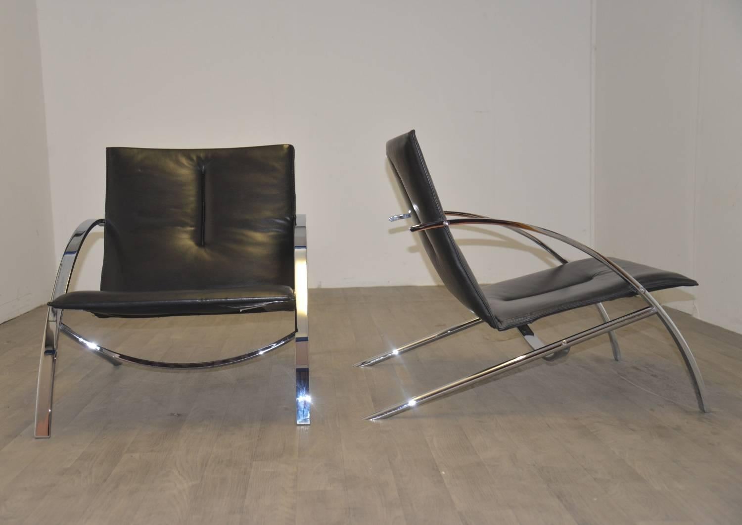 Mid-Century Modern Paul Tuttle Arco Lounge Chairs for Strässle, 1970s
